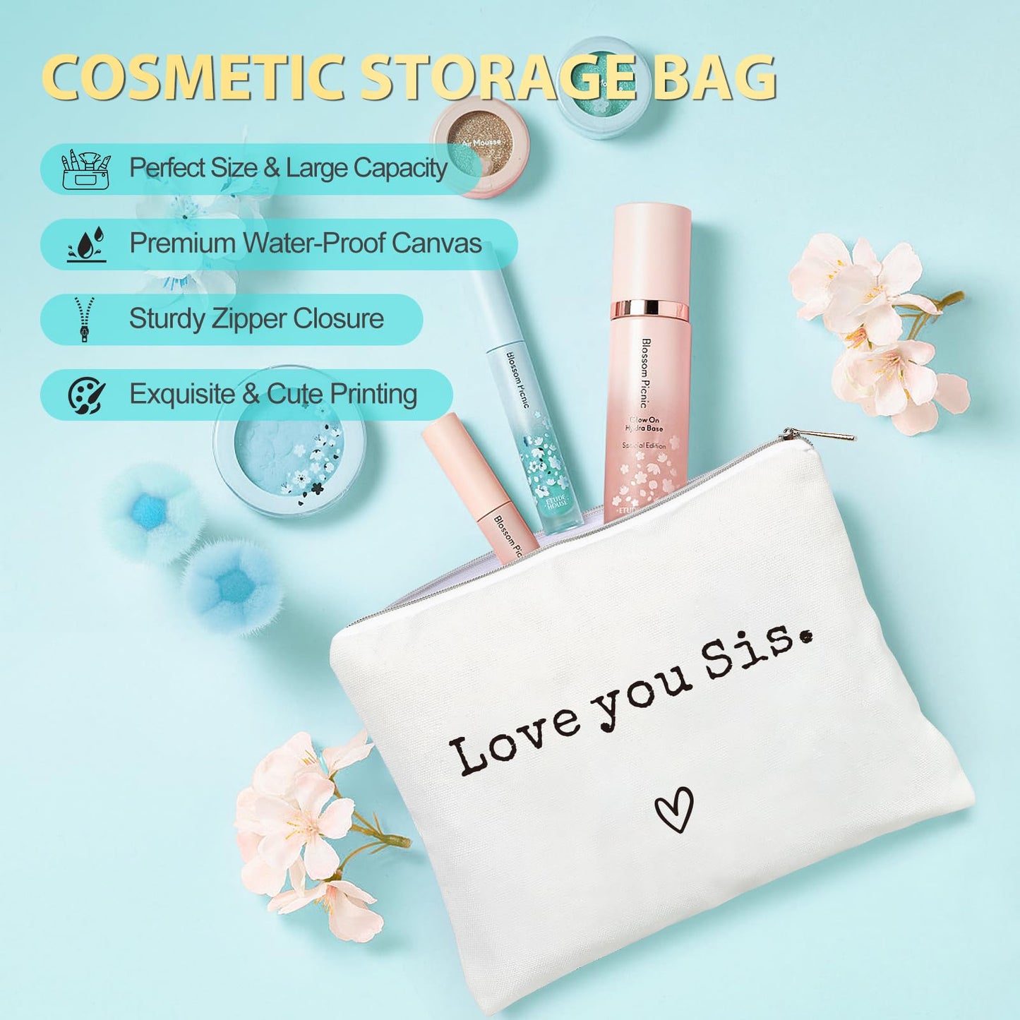 Suhctuptx Sisters Gifts from Sister, Sister Birthday Gifts, Christmas Gift Best Sis Ever Basket Funny Cool Love You Sis Unique Presents Ideas with Canvas Tote Bag for Adult Sisters in Law