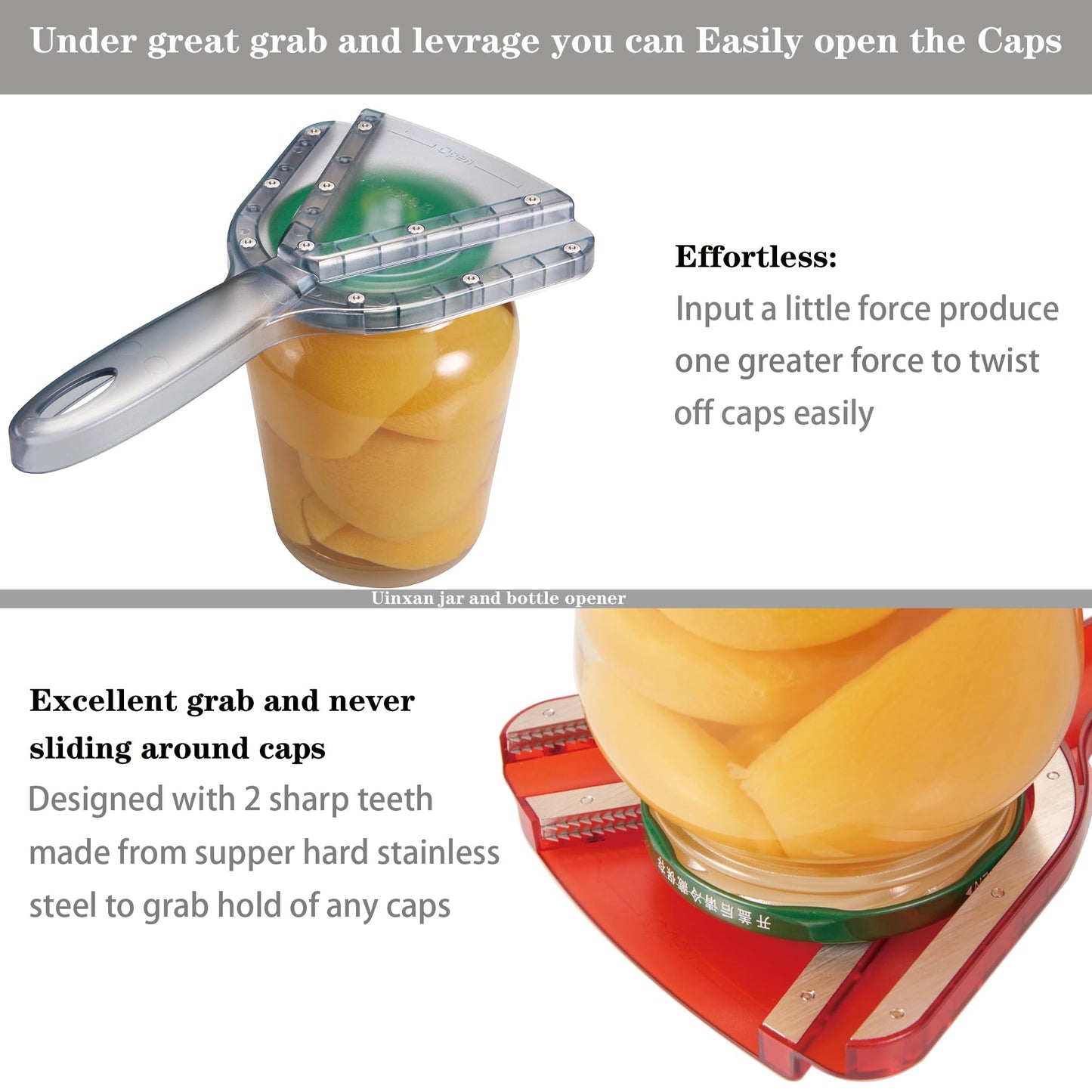 Uinxan Jar Opener for Weak Hand & Seniors with Arthritis,Easy Twist Off Bottle Caps,Patent | Unique Kitchen Gadgets, Christmas Gifts for Elderly/Women/Men (Black)