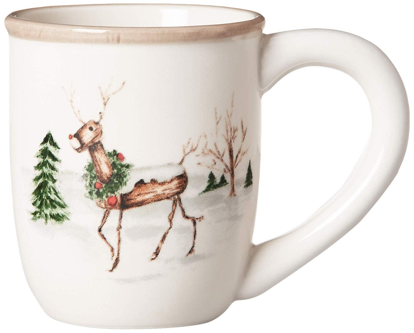 American Atelier Christmas Twig Holiday Dinnerware Set – 20-Piece Christmas-Themed Earthenware Dinner Party Collection, Unique Gift Idea for Christmas or Birthday Cream