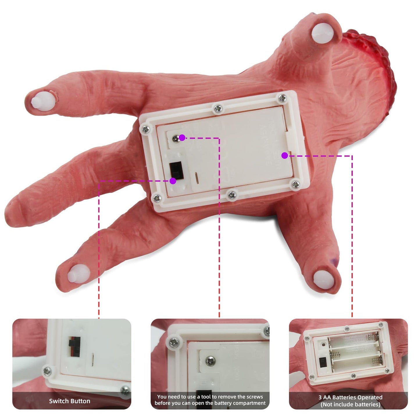 Green Convenience Halloween Decorations Crawling Hand,Halloween Automatic Crawl with Spooky Music Battery Powered Lifelike Scary Can Glow and Moving Hand for Costume Party Holiday Decorations