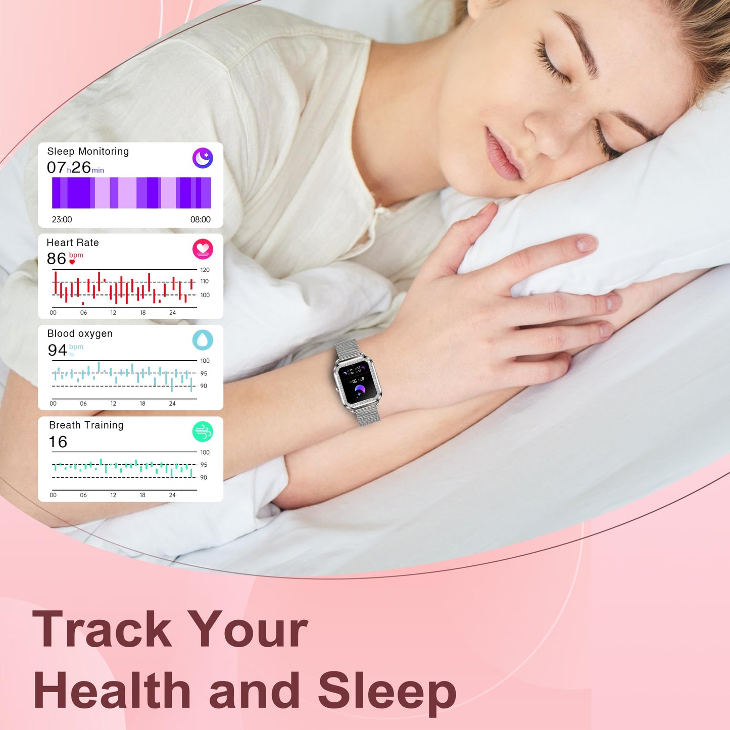 Smart Watch, Colesma 1.59" HD Smart Watches for Women, Answer/Make Call Fitness Tracker Watch for Android iPhone, Sleep/Heart Rate/SpO2/Blood Pressure Monitor, 180+ Dials, Waterproof Watches for Women