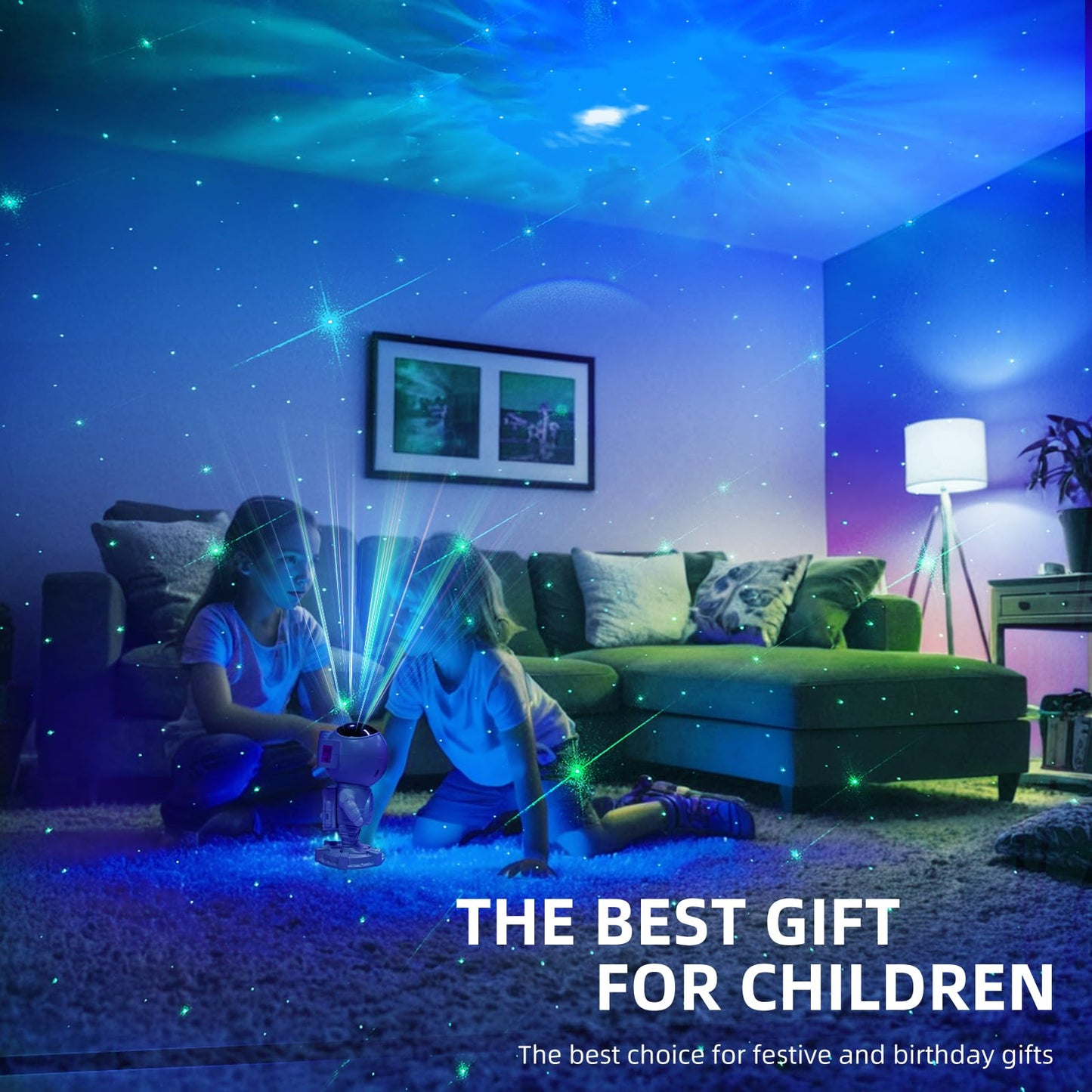 Astronaut Galaxy Projector Night Light for Kids Room,Bedroom Decoration, LED Lights, Star Projector with Nebula Moon, Bluetooth, White Noise, Remote Control