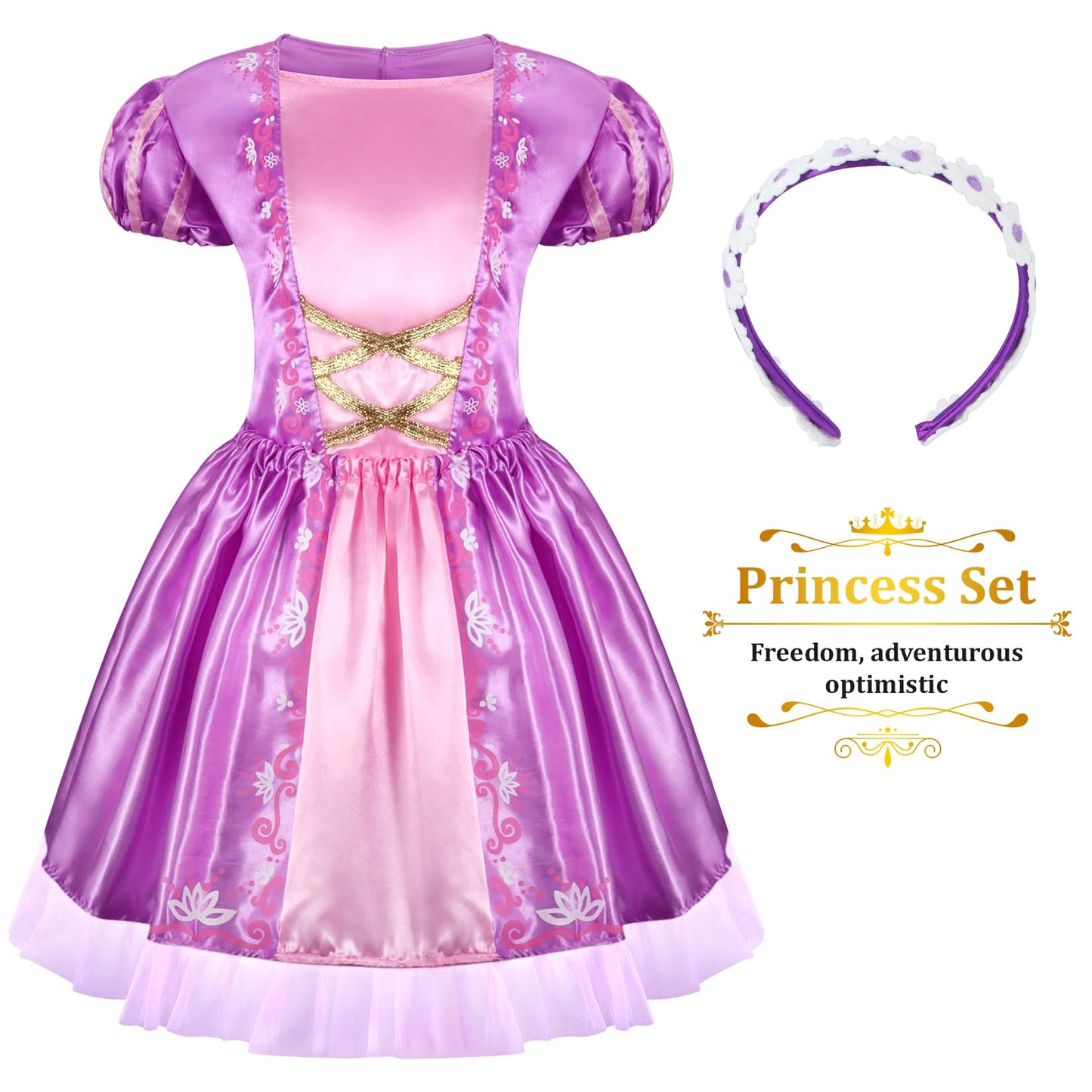 18 Pcs Princess Dress Up Clothes for Little Girl Role Play Costume Gift Set, Princess Dress Up Toys for Toddler Girls, Birthday Christmas Party Gifts for Girls Aged 3-6 Years Old