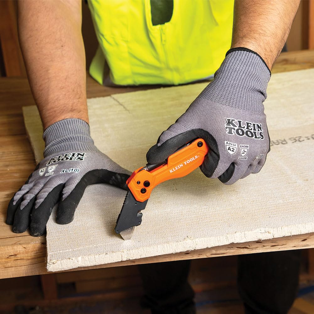 Klein Tools 44304 Folding FLICKBLADE Utility Knife, Compact, Removable Impact Driver, 1/4-Inch Nut Driver and #2 Phillips Bit