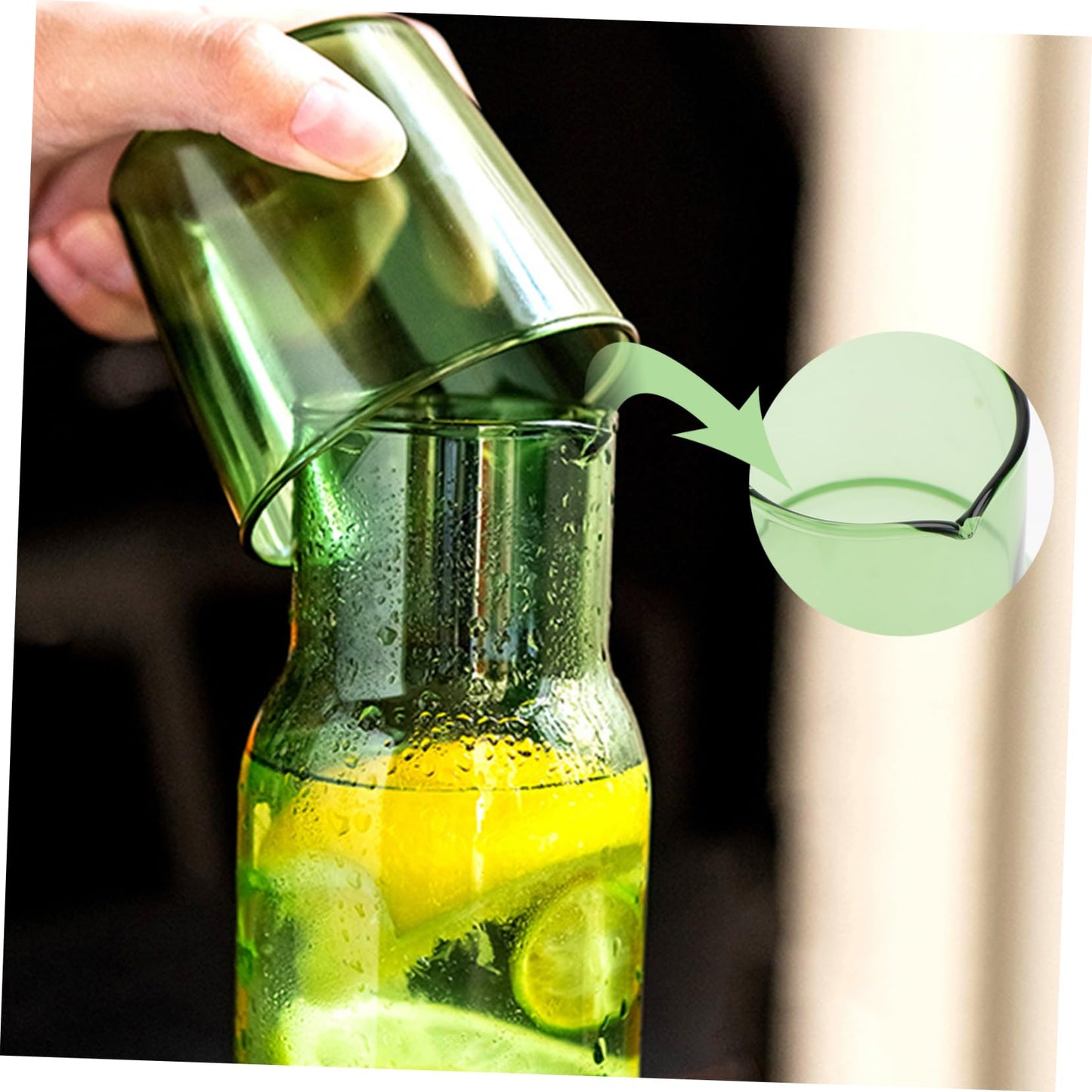 FELTECHELECTR Borosilicate Glass Cup and Water Bottle Set Water Cup Bottle Kitchenware Hotel Supplies for Thanksgiving Parties