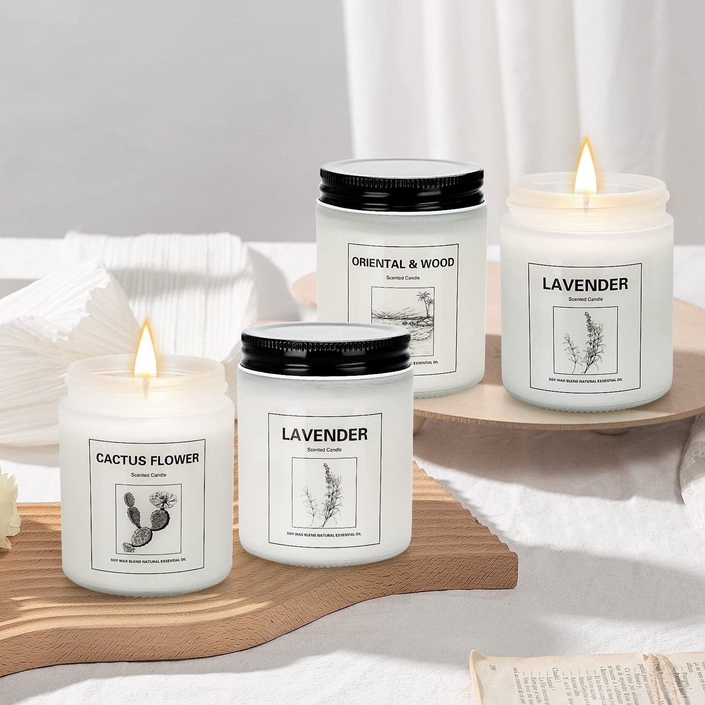 4 Pack Candles for Home Scented, Lavender Candle Set, Aromatherapy Jar Candle for Home, 28 oz 200 Hour Long Lasting, Natural Soy Wax Candles Gifts Set for Women, Birthday, Valentine, Anniversary