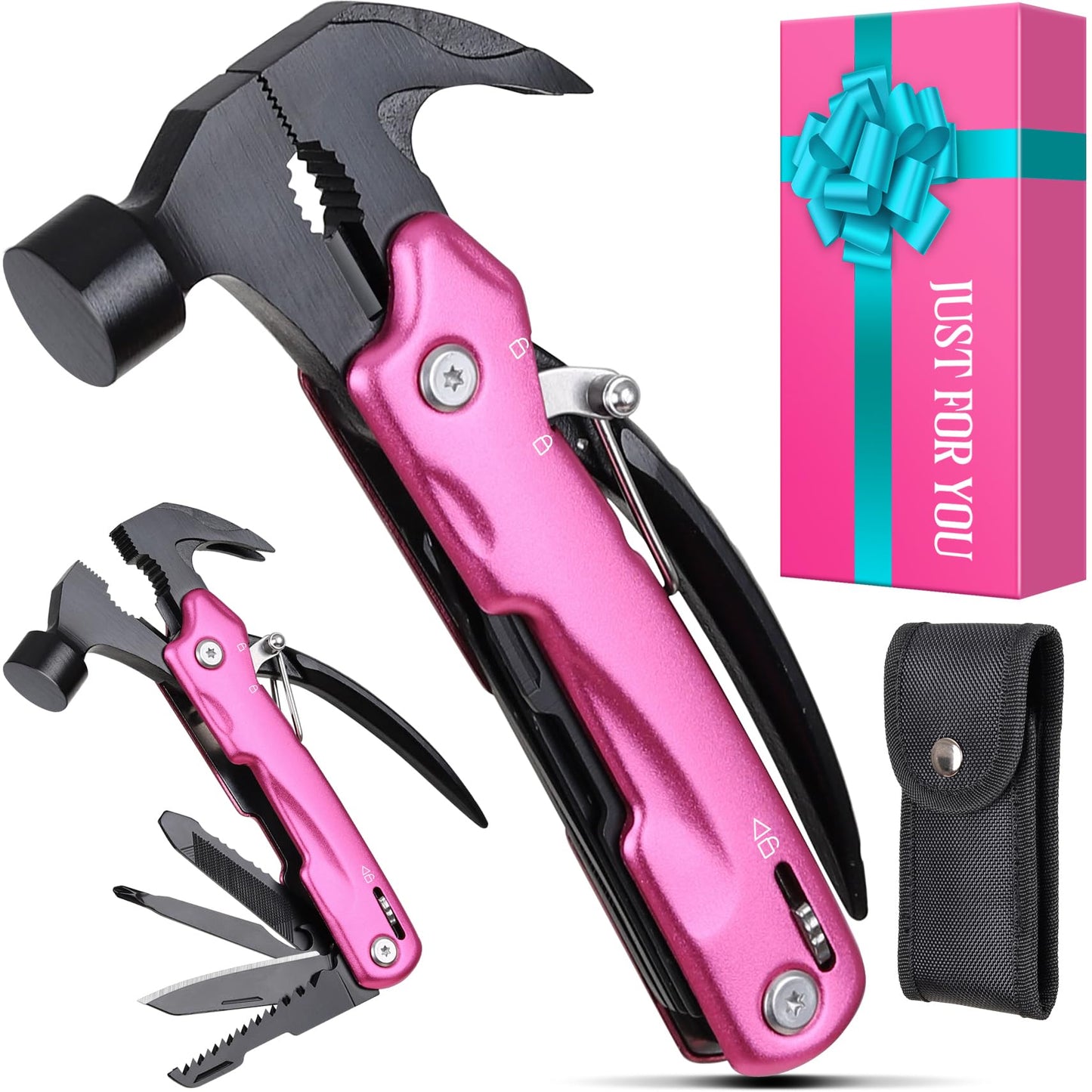 Gifts for Women Mom Wife - Gifts for Woman, Birthday P’ink Gift for Mom, Wife, Sister - Stocking Stuffers for Women - Mothers Day Christmas Womens Gift from Daughter Son, Multitool Hammer