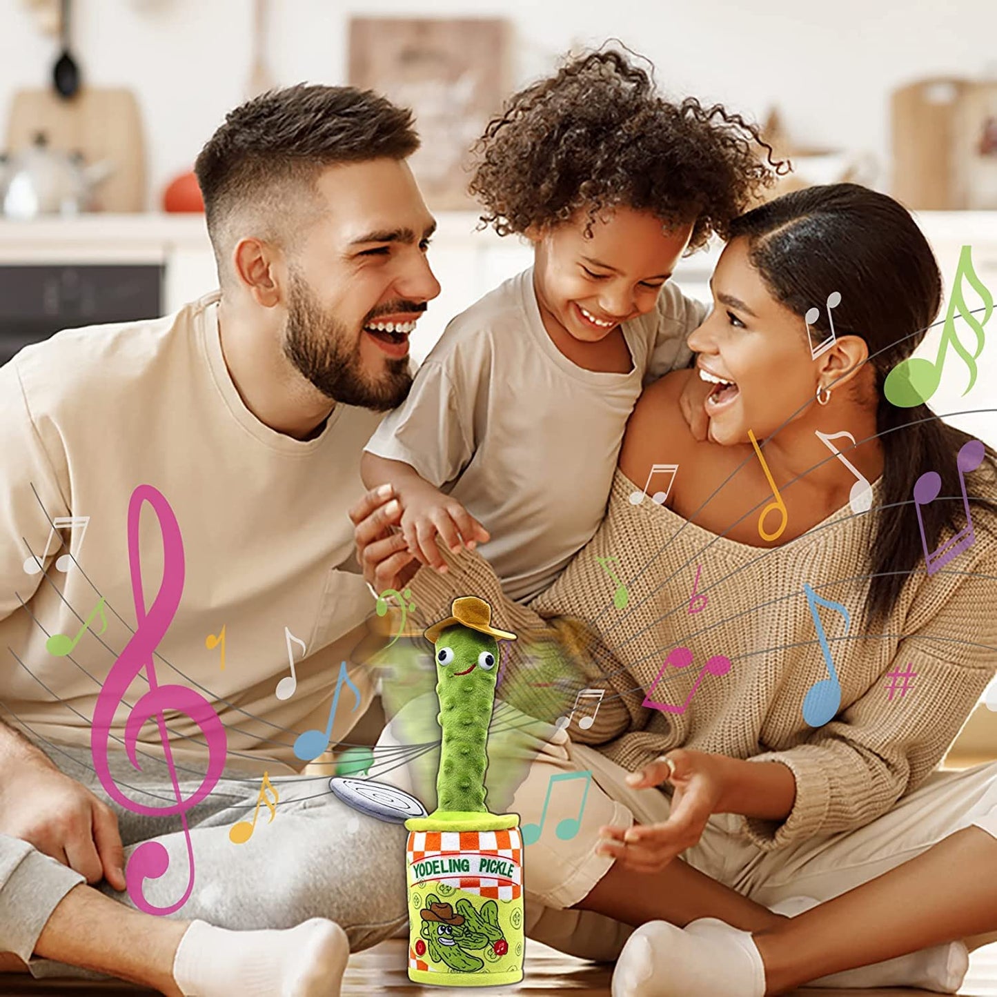 Yodeling Pickle, Talking Yodeling Toy Repeats What You Say, Singing Pickle Plush Toys - Rechargeable Twisted Mimicking Toy Singing Dance, Funny Prank Novelty Gag Gifts for Adults & Kids