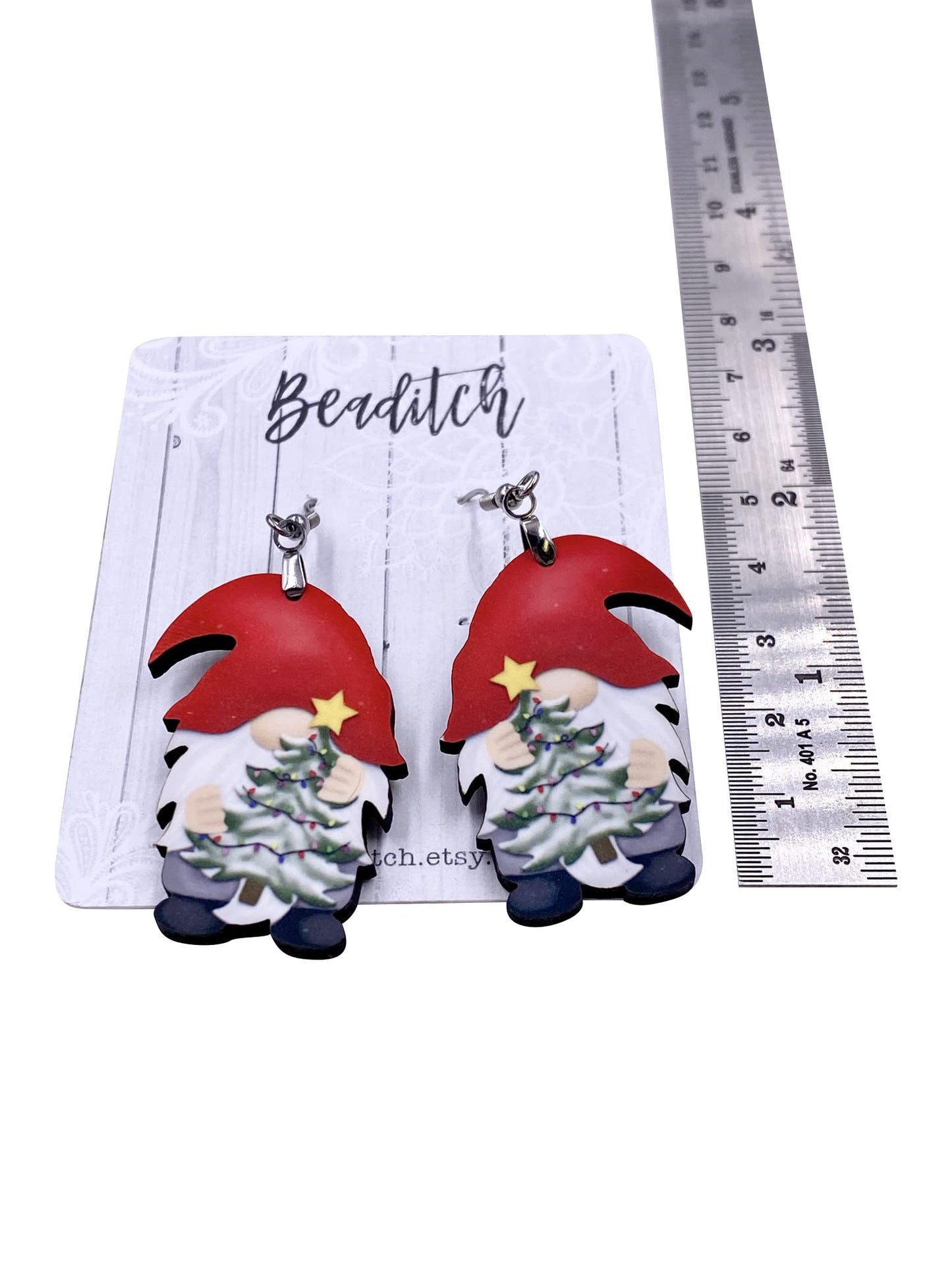 Holiday Gnome Earrings - Christmas Tree Earrings