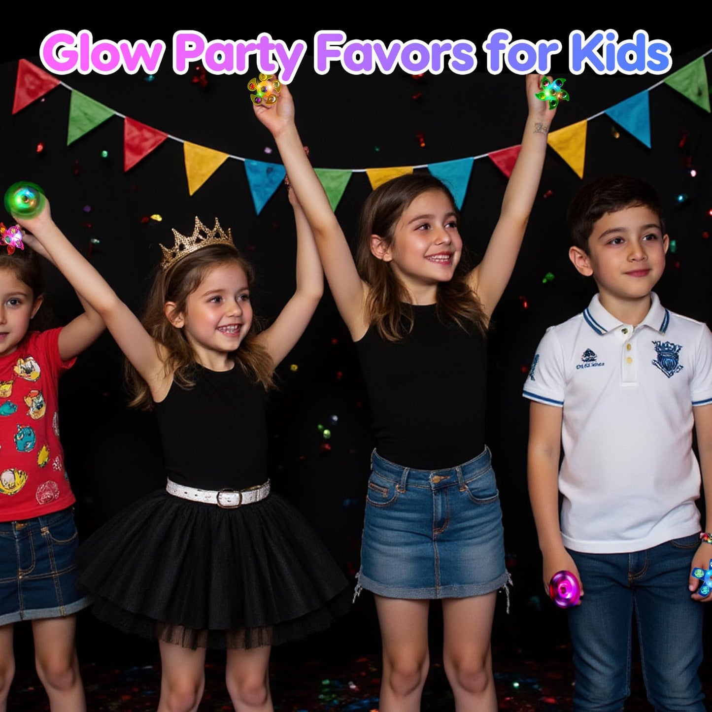 24PCS LED Light Up Fidget Spinner Rings Glow Party Favors Bulk for Kids 4-8 8-12 Goodie Treat Bag Stuffers Pinata Fillers Carnival Prizes Classroom Treasure Box Toys Birthday Return Gifts for Boy Girl