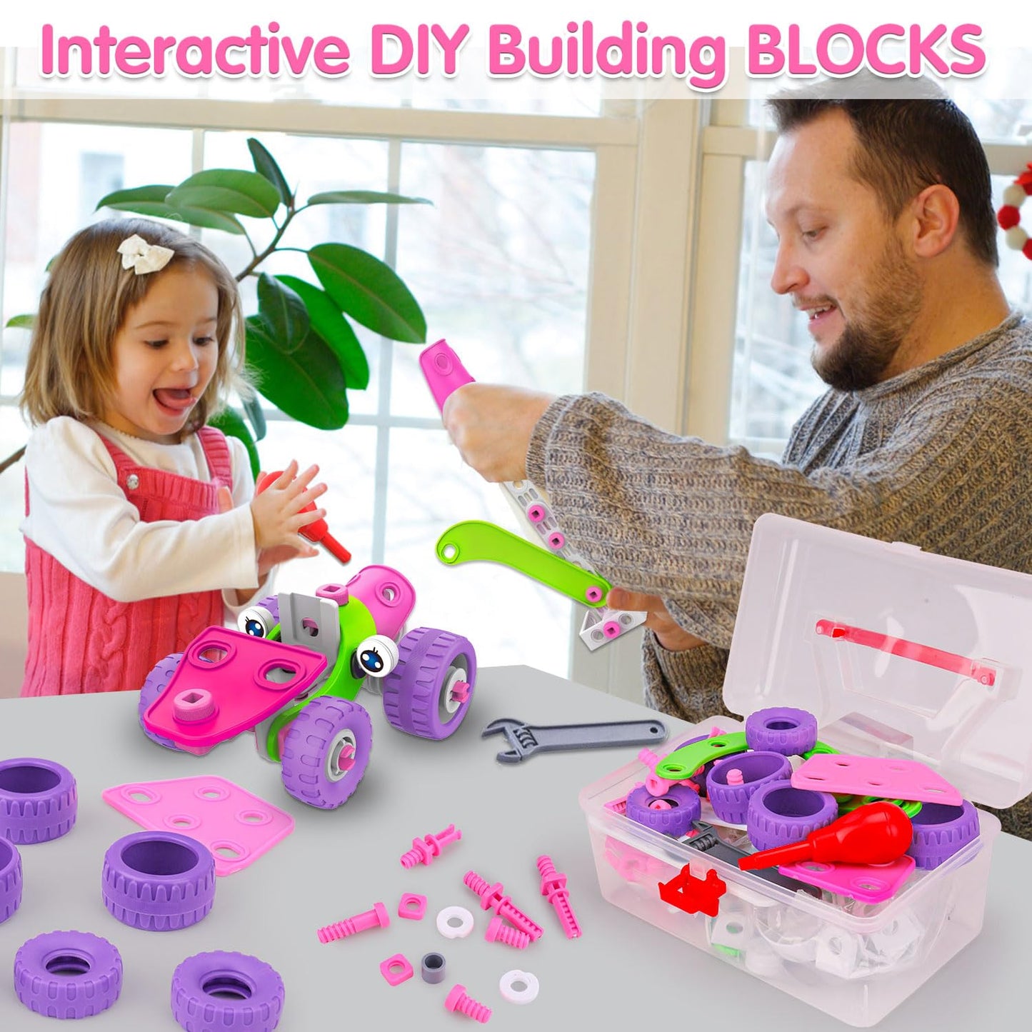 STEM Toys for 4 5 6 7 8+ Year Old Girl Birthday Gifts Pink Educational Building Toys for Kids Ages 4-8 5-7 8-10 Stem Activities Construction Toy for Girls 4-6 6-8 Creative Games Holiday Idea Gift