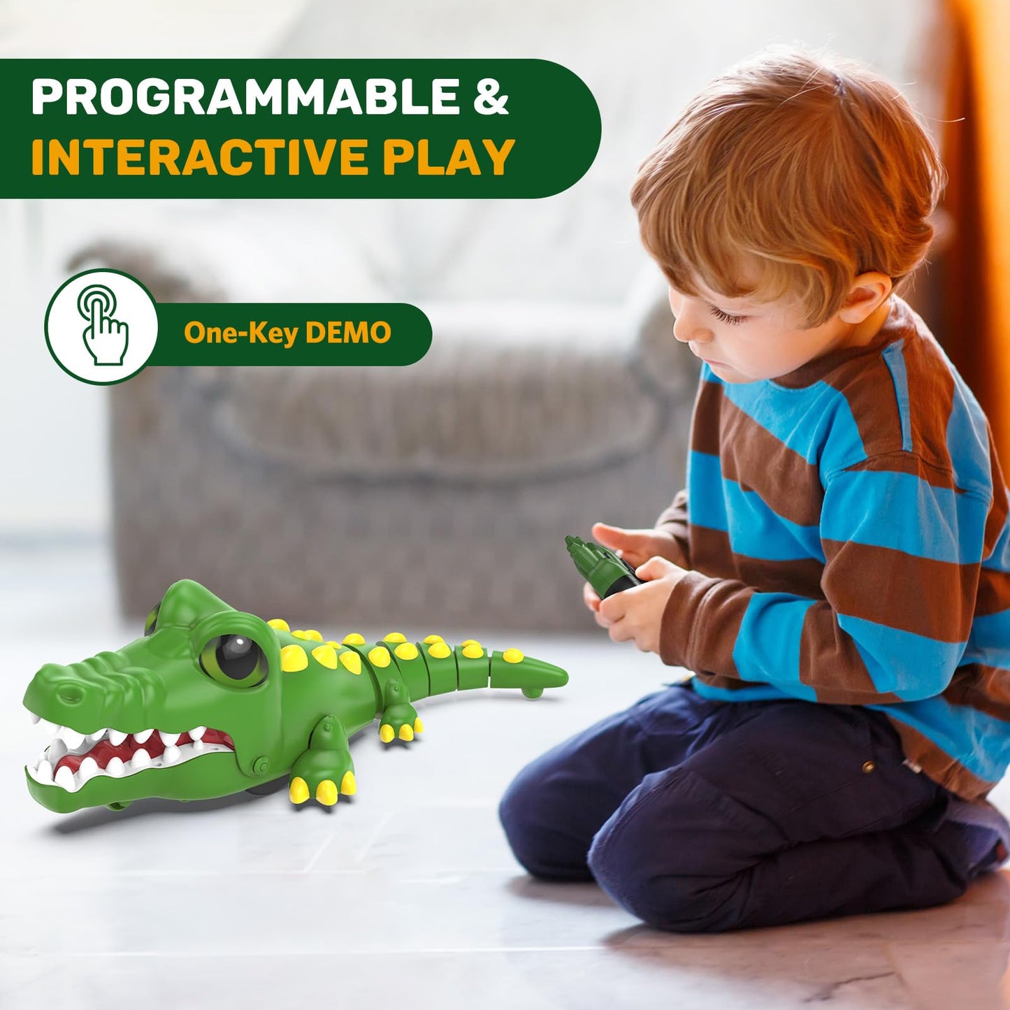 Remote Control Crocodile Toy Car, [2025 NEW] Rechargeable 2.4GHz RC Alligator Robot with Realistic Biting Action, 3-in-1 Prank Game & Interactive Car - Fun Birthday Gift for Boys & Girls Ages 3-10