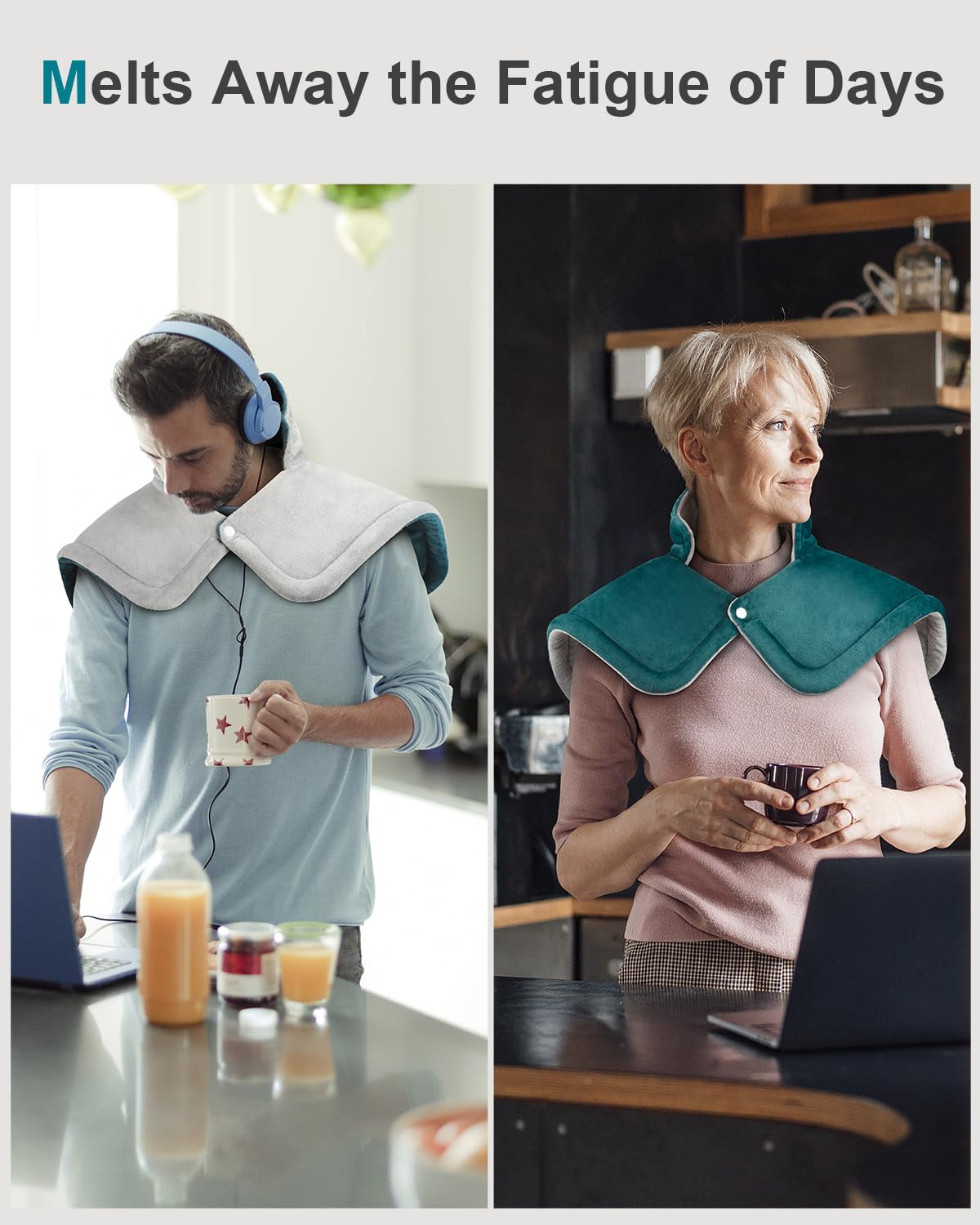 Heating Pad for Neck and Shoulder Pain Relief, Birthday Christmas Gifts for Women Mom Wife, 2lb Heated Neck Wrap Warmer for Daily Comfort, 6 Heat Settings 2 Hours Auto Shut Off, 17x23 inch, Blue