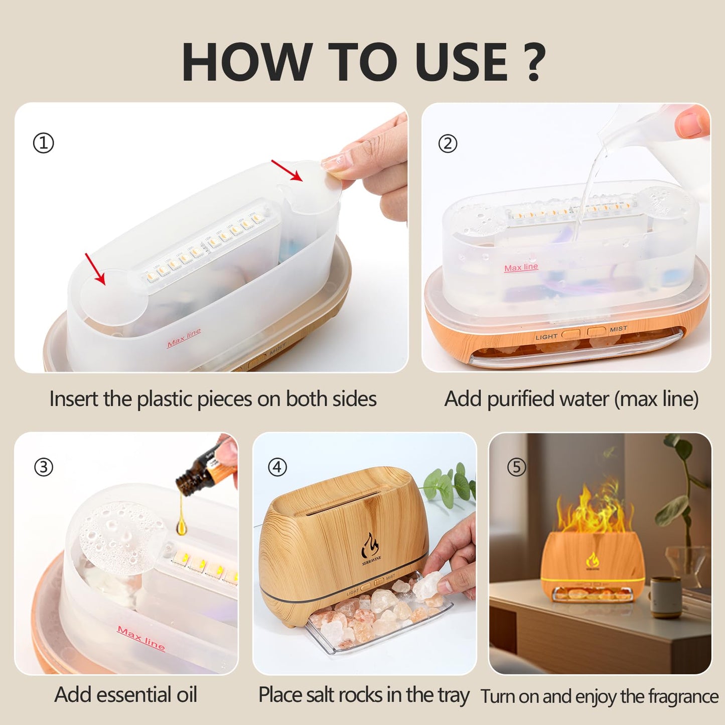 Ultrasonic Essential Oil Diffuser Set with 12 Best Aromatherapy Oils, Gift Box & Bag, Himalayan Salt Lamp Diffuser，Cool Mist Humidifier for Bedroom, Scent Diffusers for Home