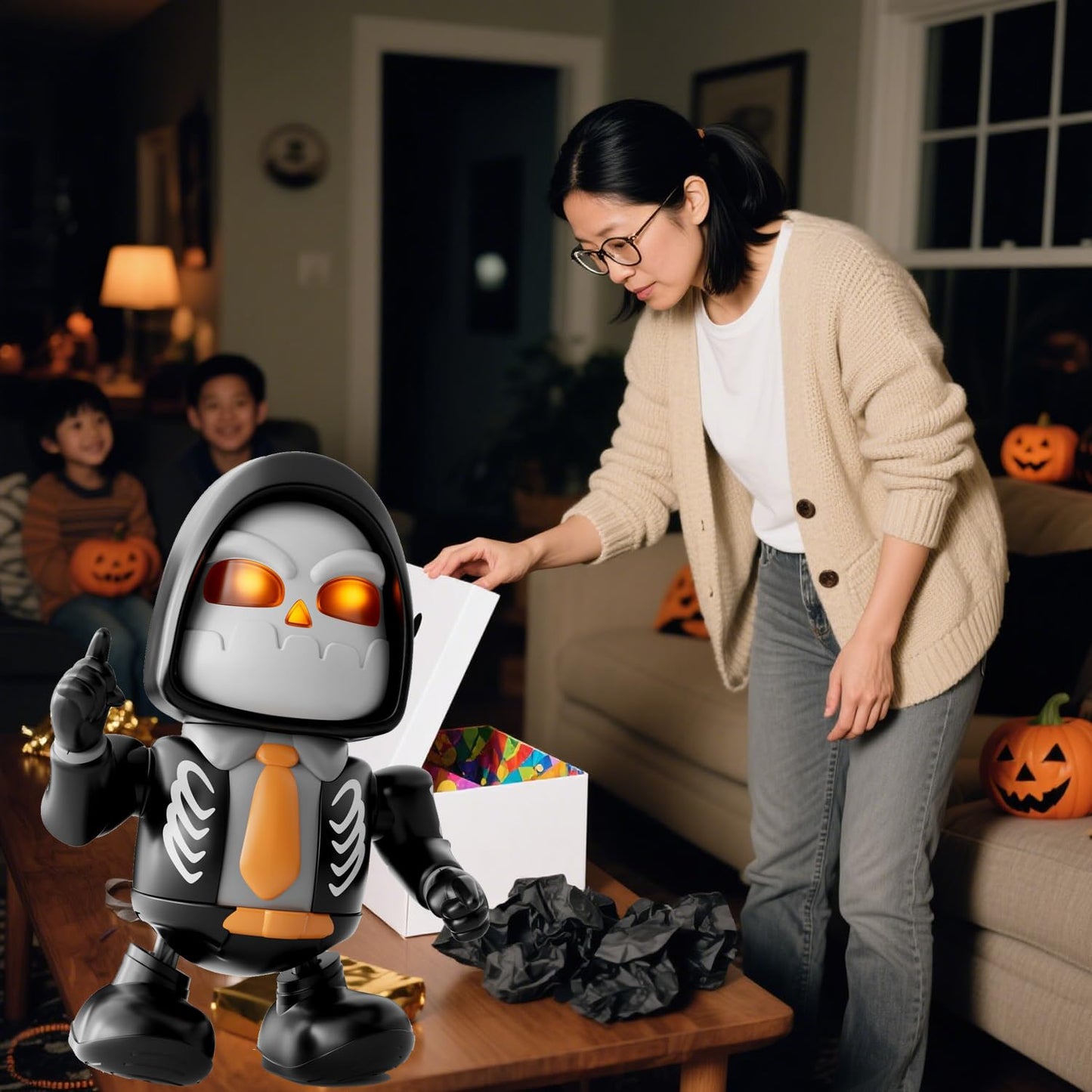 Halloween Skeleton Robot Toys with Music and Dancing Kids Toys for Prank Ornaments Festivals Gifts for Boys and Girls Over 3 Years Old (Skeleton Robot)