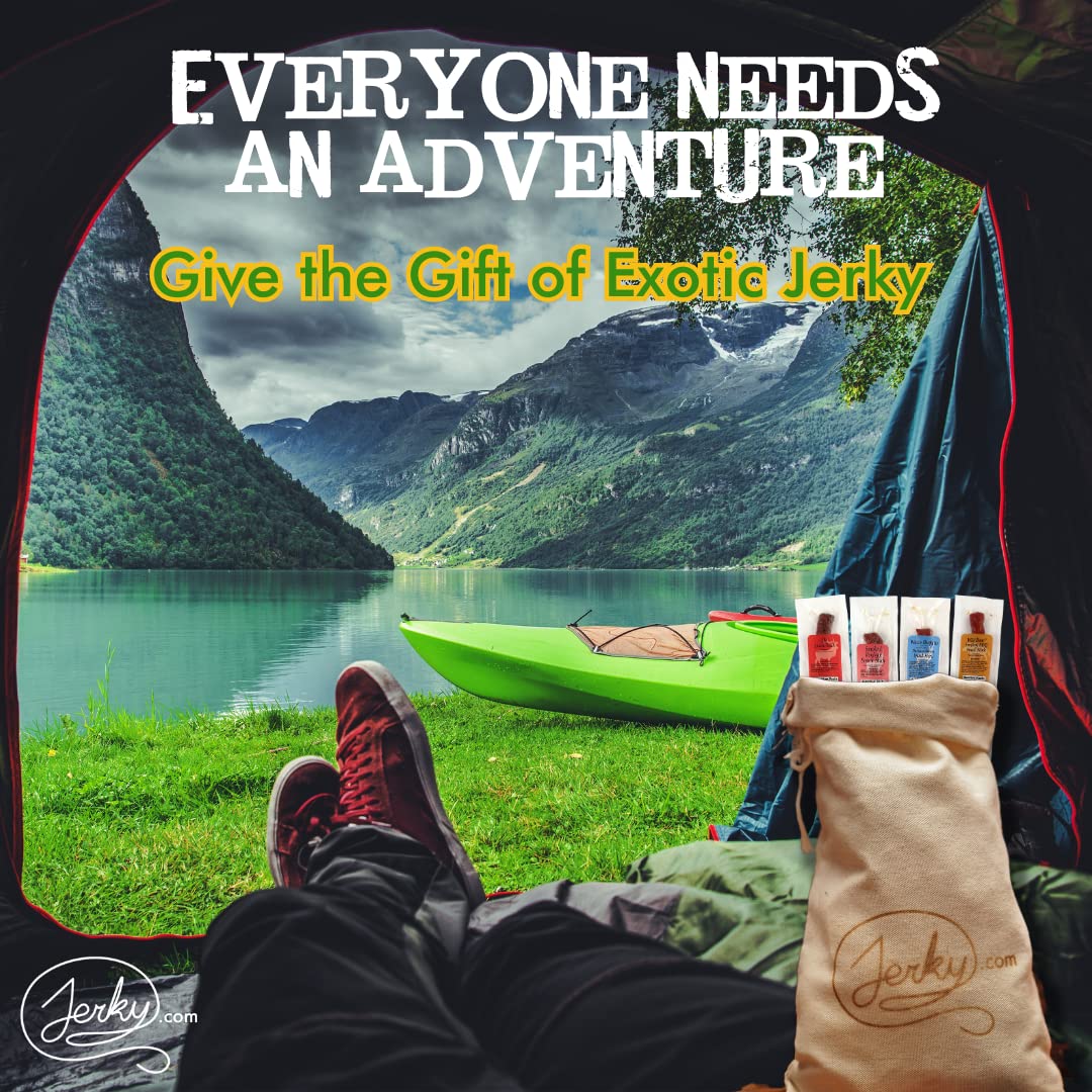 Jerky.com Exotic Meat Sticks Gift Bag | Wild Game Jerky Sampler with Venison, Elk & Wild Boar | 12pc High Protein Meat Snacks Variety Pack | Unique Gift Basket for Men, Dad, Hunters, Outdoorsmen