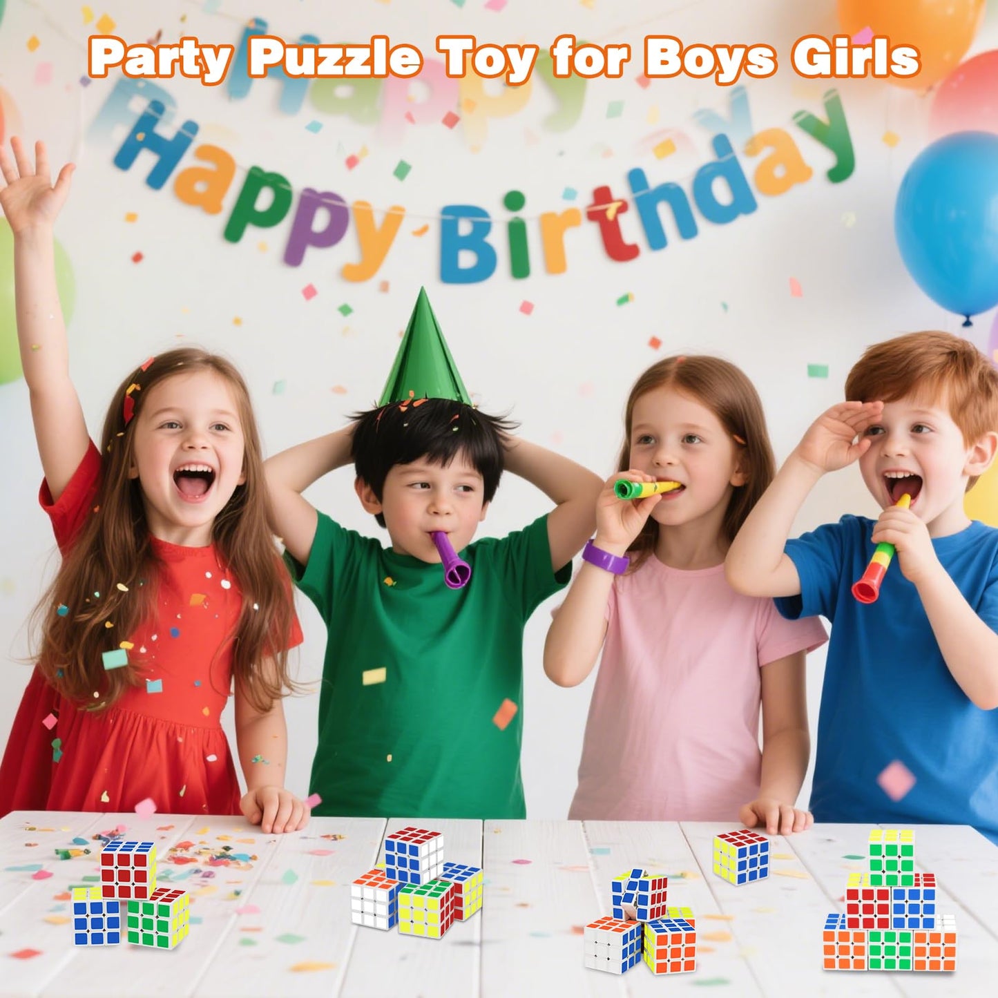 Mini Cube Puzzle Party Favors for Kids: 28 Pack 1.18in 3x3 Magic Cube School Rewards & Classroom Prize for Students - Birthday Valentines Easter Stress Relief Toys Goody Bag Filler Gifts