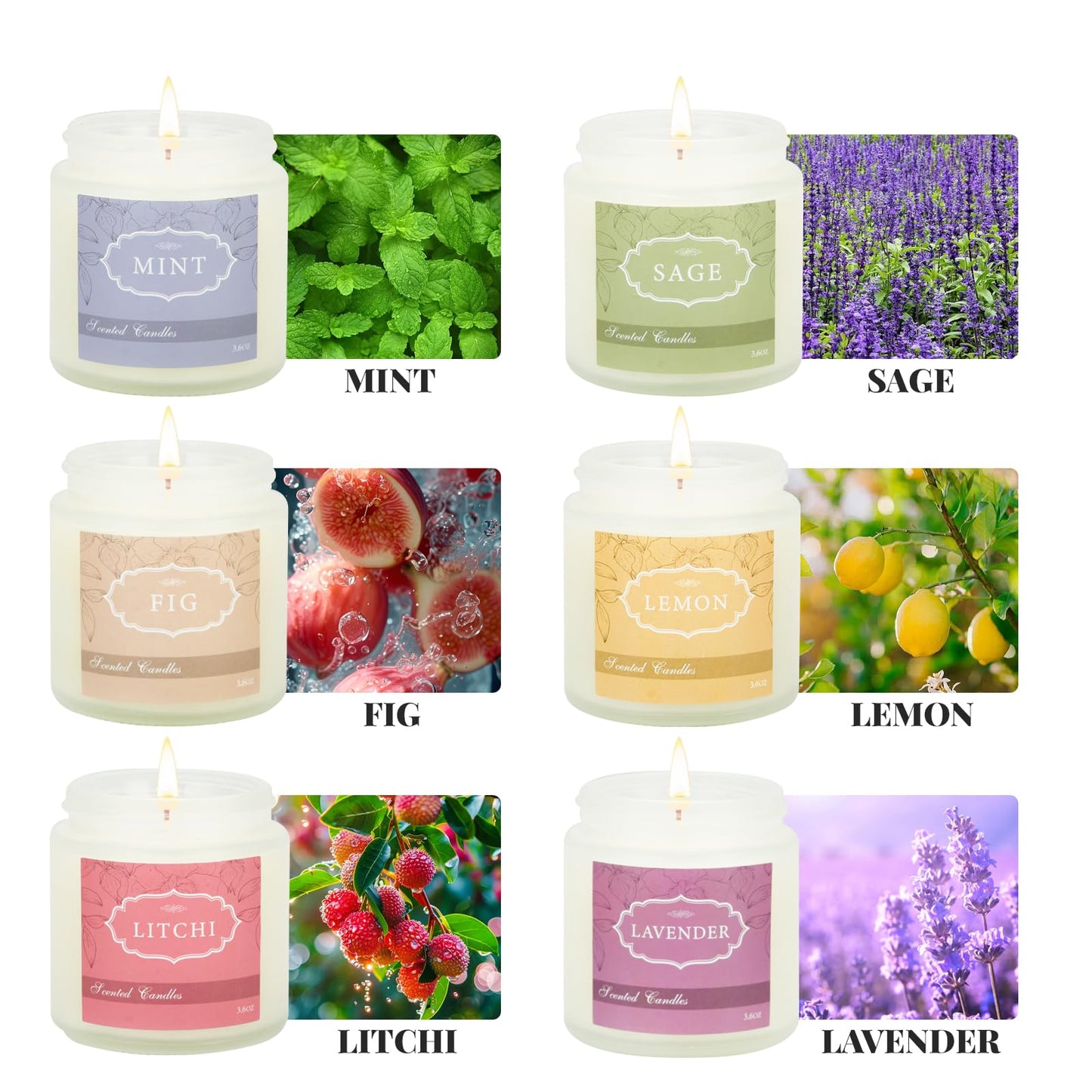 6 Pack Candles for Home Scented,Jar Candles,Lavender Candle,Aromatherapy Candle Gifts Set for Women,Long Lasting Scented Candles Gift for Birthday Mother's Thanksgiving Day Present