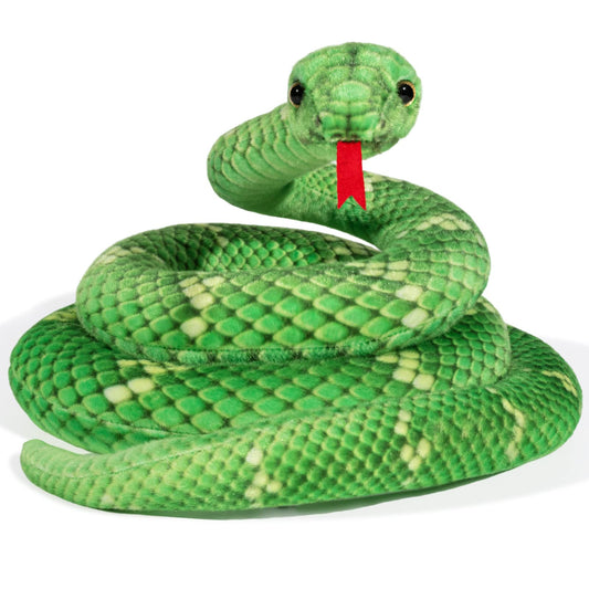 MGZTTHW Snake Plush, 71 in Stuffed Snake Animal, Large Toy Snakes for Kids, Giant Stuffed Animals Snake, Lifelike Plush Snake for Birthday Present Party Prank Prop (Green)