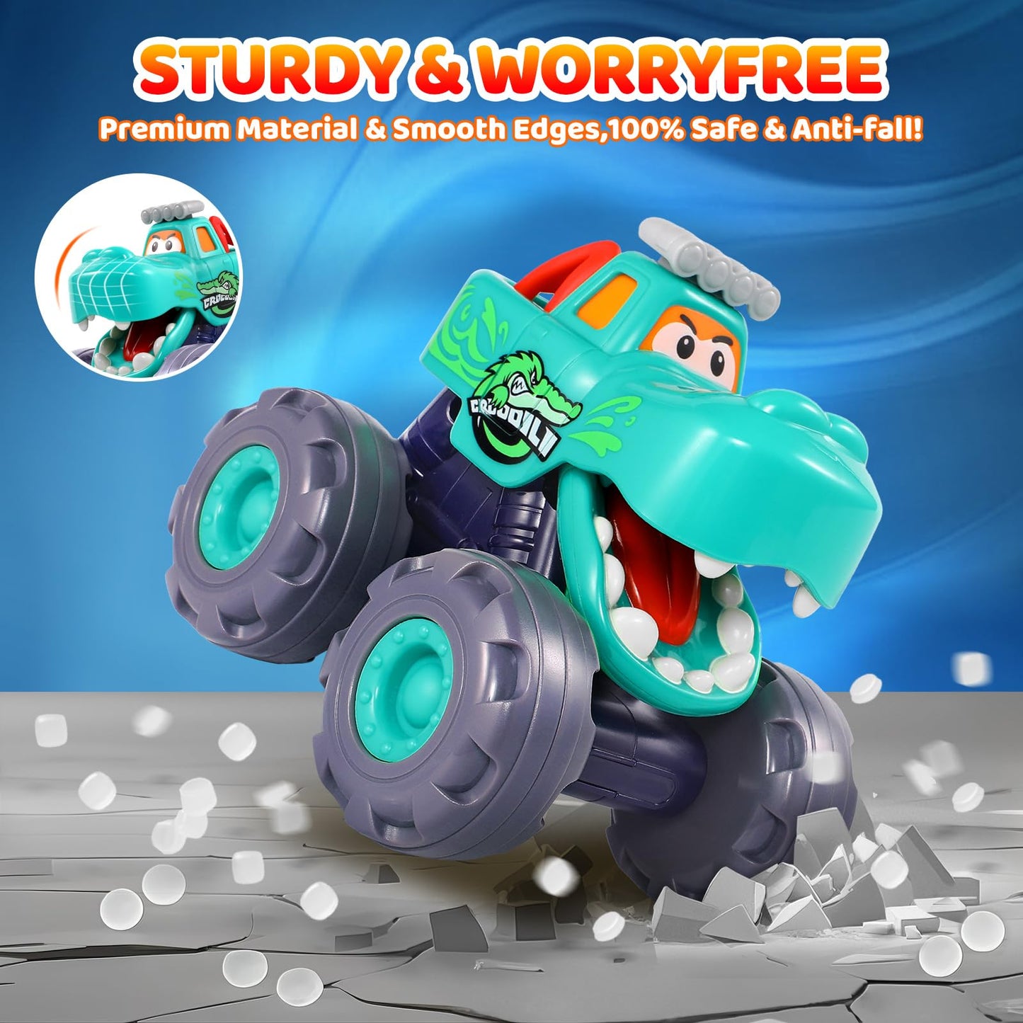 OCATO Car Toys for 1 Year Old Boy Gifts, Pull Back Monster Truck Toy Cars for Toddlers 1-3, 1 2 3 One Year Old Boy Birthday Gift 1st Vehicles Kids Stocking Stuffers Toddler Baby Boys Toys 12-18 Months