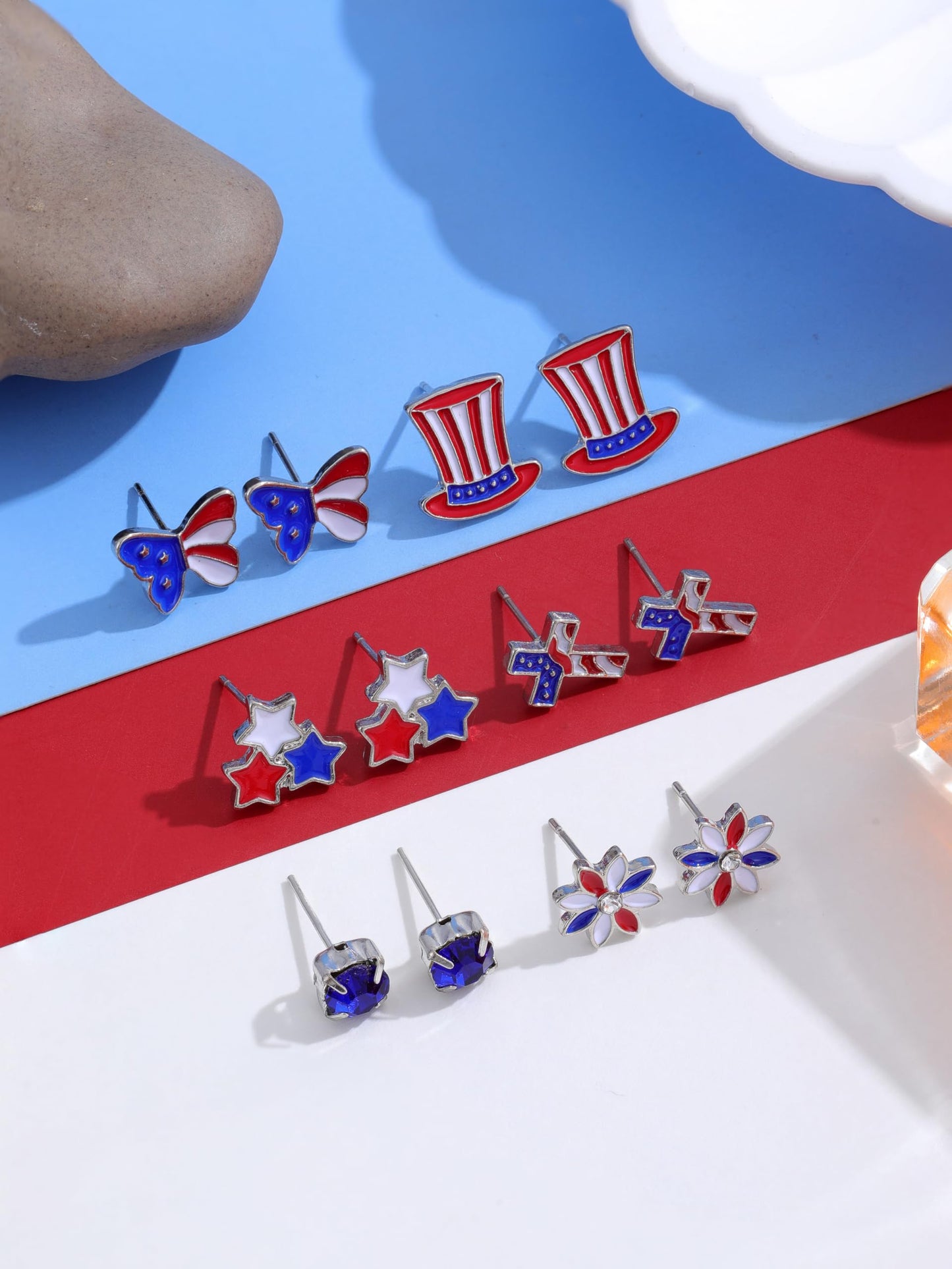 54 Pairs Hypoallergenic Holiday Earrings Set for Girls Women Halloween Christmas Fall Thanksgiving Earrings Valentine's Day St. Patrick’s Day Easter 4th of July Earring