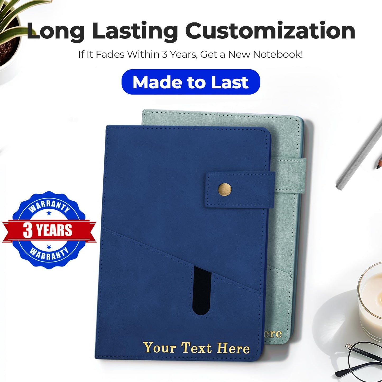 Personalized Journal Notebook, Personalized Hardcover Notebook with Pen Set, A5 Customized Lined Journals for Women and Men, Diary for Women - Birthday, Best Friend, Sister, Mothers Day Gift (Blue)