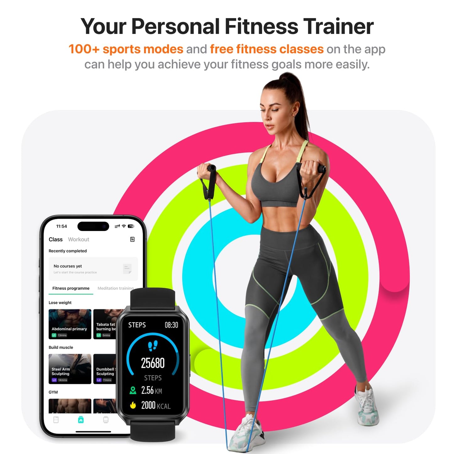 Smart Watch Fitness Tracker with Make Call 24/7 Heart Rate Blood Pressure Sleep Monitor, 100+ Sports Modes, Calorie Step Counter for Walking, IP68 Waterproof, Smart Watches for Women Men