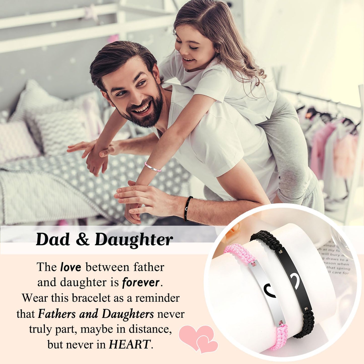 UPROMI Dad Gifts from Daughter, Father Daughter Bracelet Valentines Fathers Day Christimas Birthday Gifts for Dad Daddy Ideas