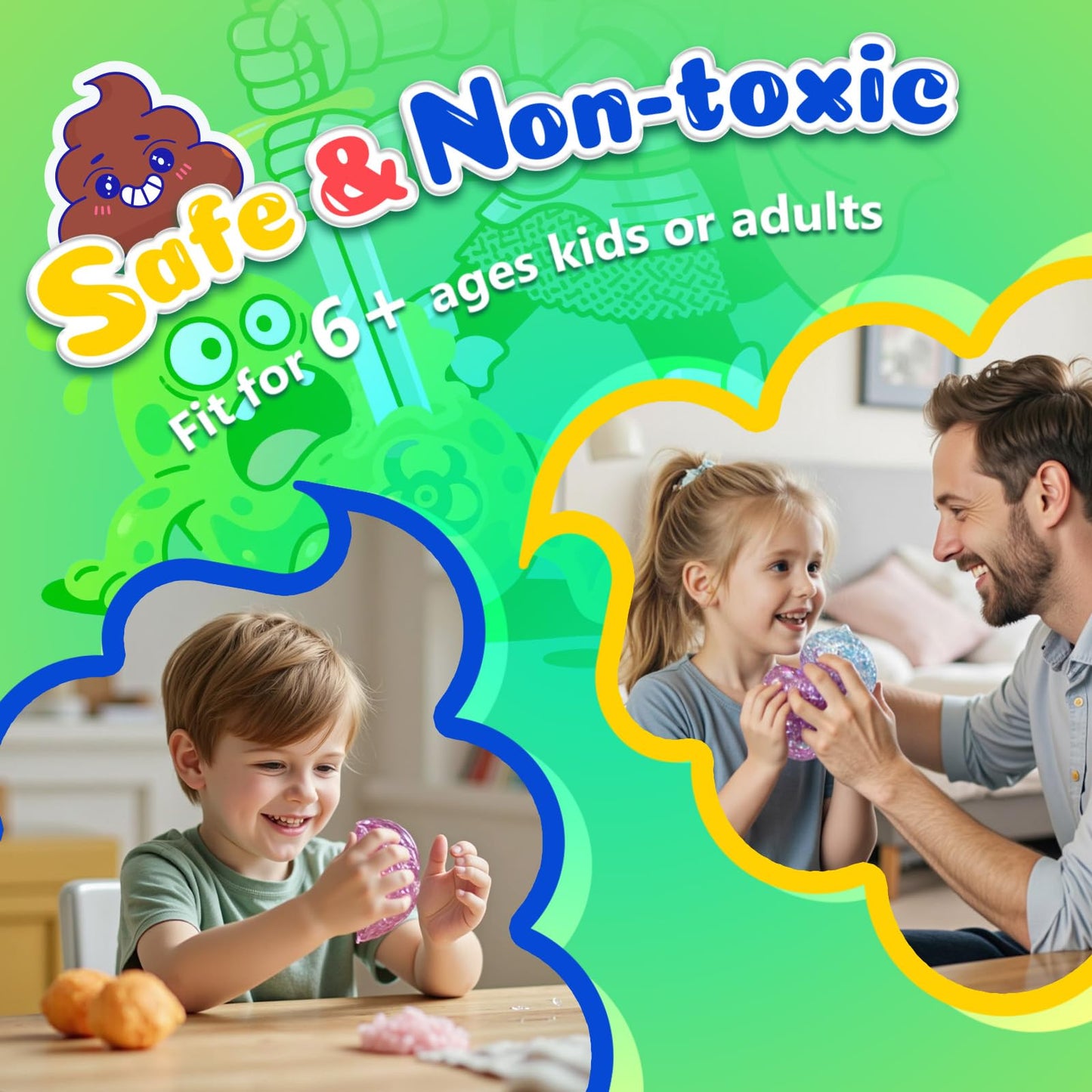 Fidget Toys for Kids & Adults: 4 Pack Poop Prank Gross Sensory Squeeze Toy - Large Size, Stress Anxiety Relief Balls, Gag Gifts for Girls Boys Teens Party Favors, Toys for Ages 6 7 8 12 Years Old