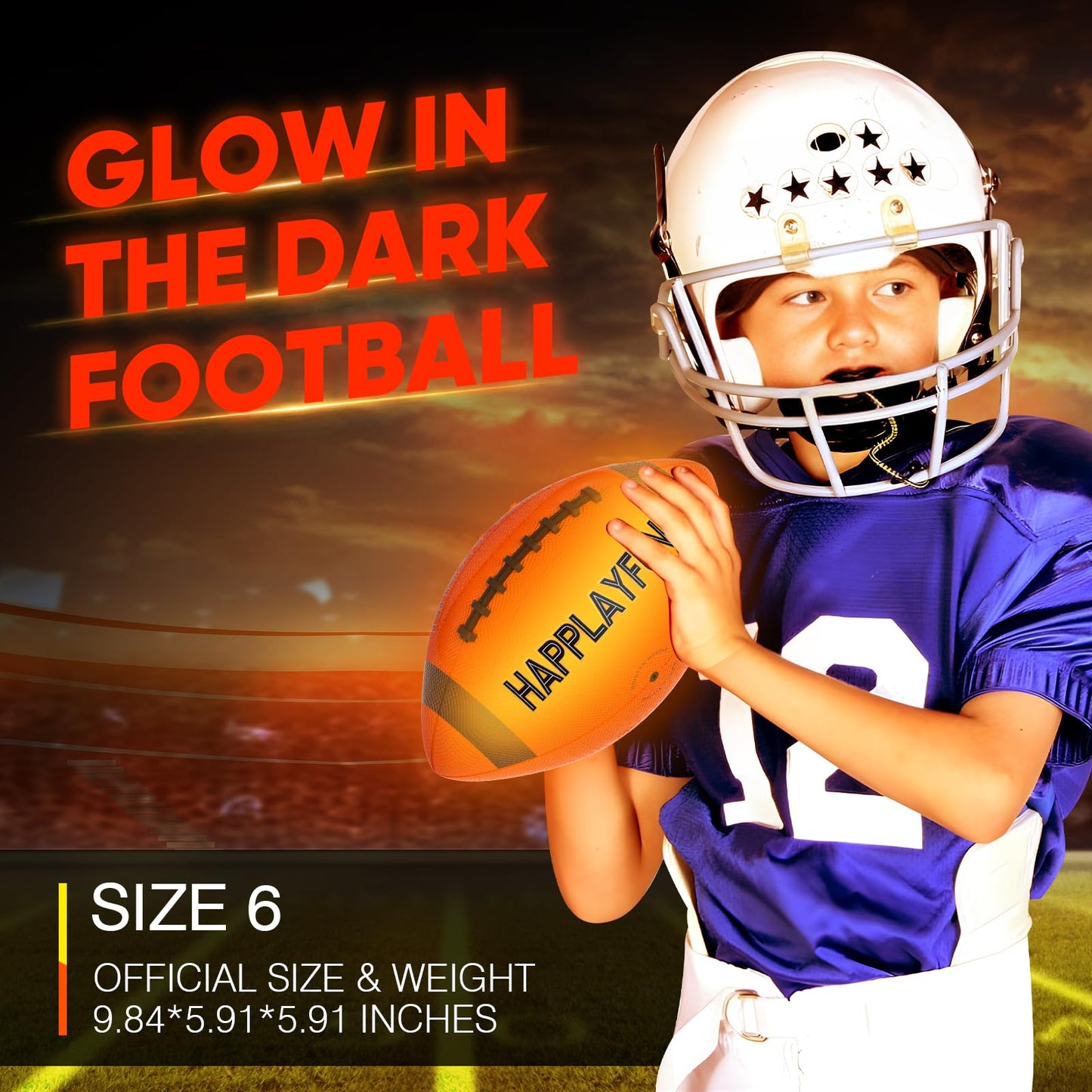 Light Up Football Gifts for Boys 8-12: LED Youth Glow in the Dark Footballs Size 6 Kids Games Cool Toys 8-13, Sports and Outdoor Birthday Gifts for 6 7 9 10 11 12 13 Year Old Boy Girl Teens