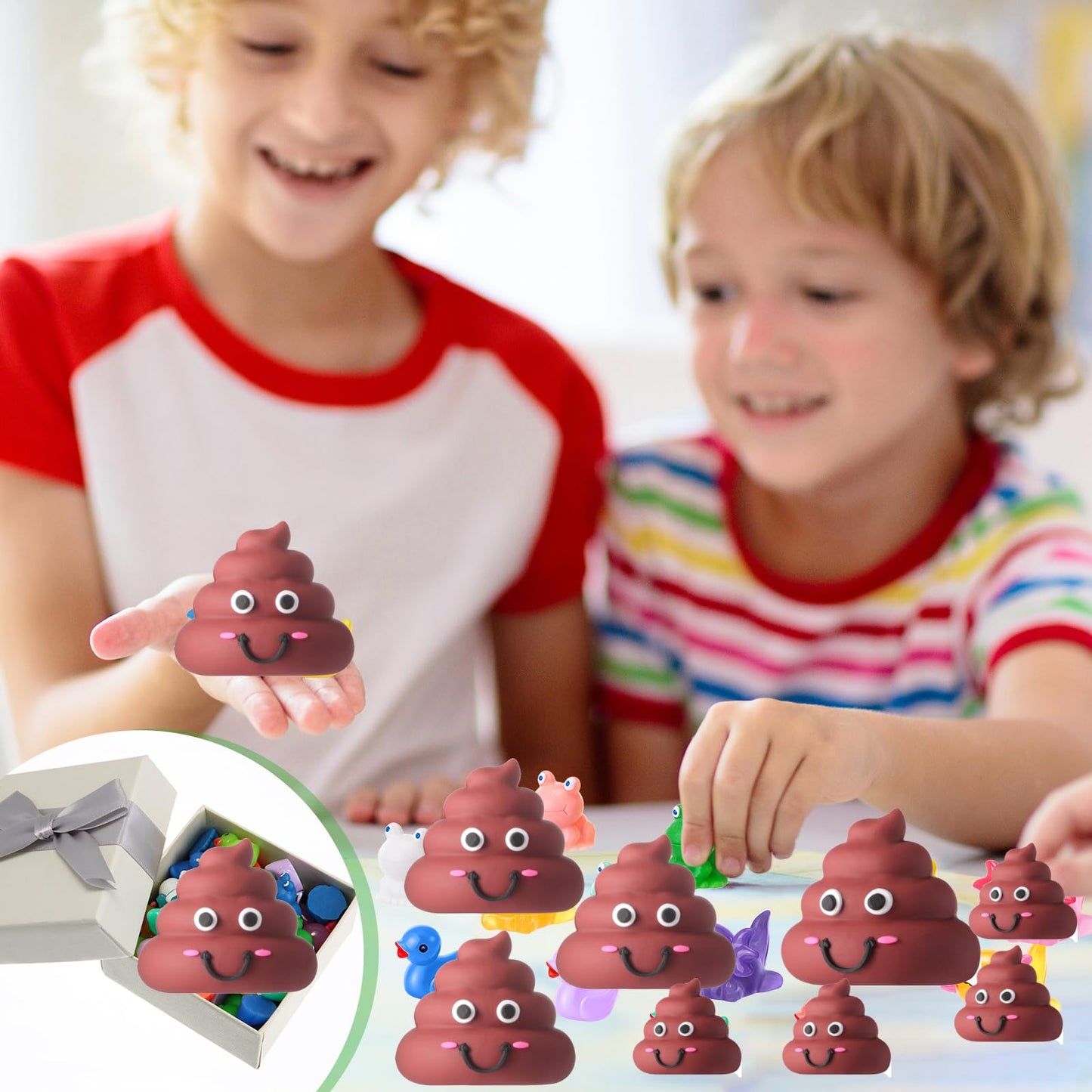 WinnerWhy 100 Pcs Mini Poop Figures Small Poop Figurines Poo Toys Fake Poop Classic Brown Poop Rubber Poop for Prank Hide Seek Goodie Bags Piñata Stuffers Party Supplies Gifts Easter Egg Fillers