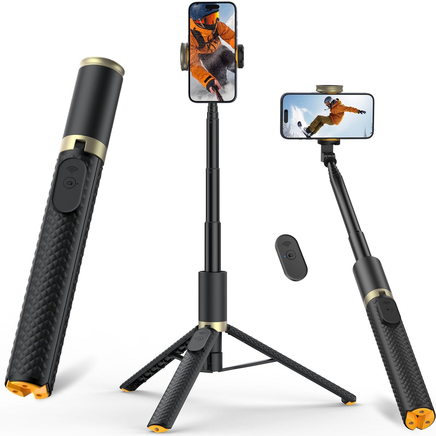 62" Phone Tripod & Selfie Stick, Tripod for iPhone with Remote, Portable, Lightweight Travel Stand for Selfies Video Recording Vlog, Extendable Stand Compatible with iPhone Android