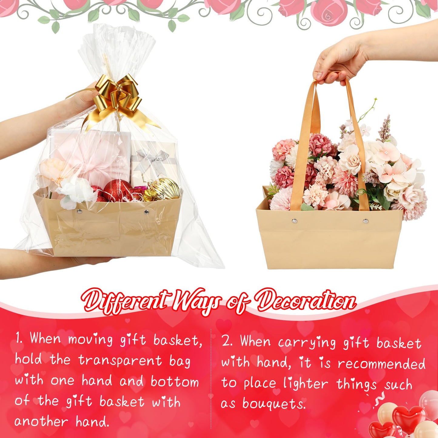 Colarr 12 Pack Baskets for Gifts Empty Bulk Kraft Empty Gift Basket Kit with Handle Wrapping Bag Bow Sturdy Market Tray to Fill for Wedding Bridal Shower Birthday Christmas Party Favor(Gold)