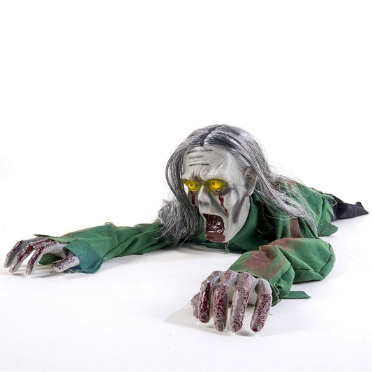 yosager Halloween Scary Yard Decorations, Electric Crawling Ghost Long Hair Horror Voice Skeleton, Creeping Prop for Theme Park, Bar Haunted House Props Horror Layout Party Decor