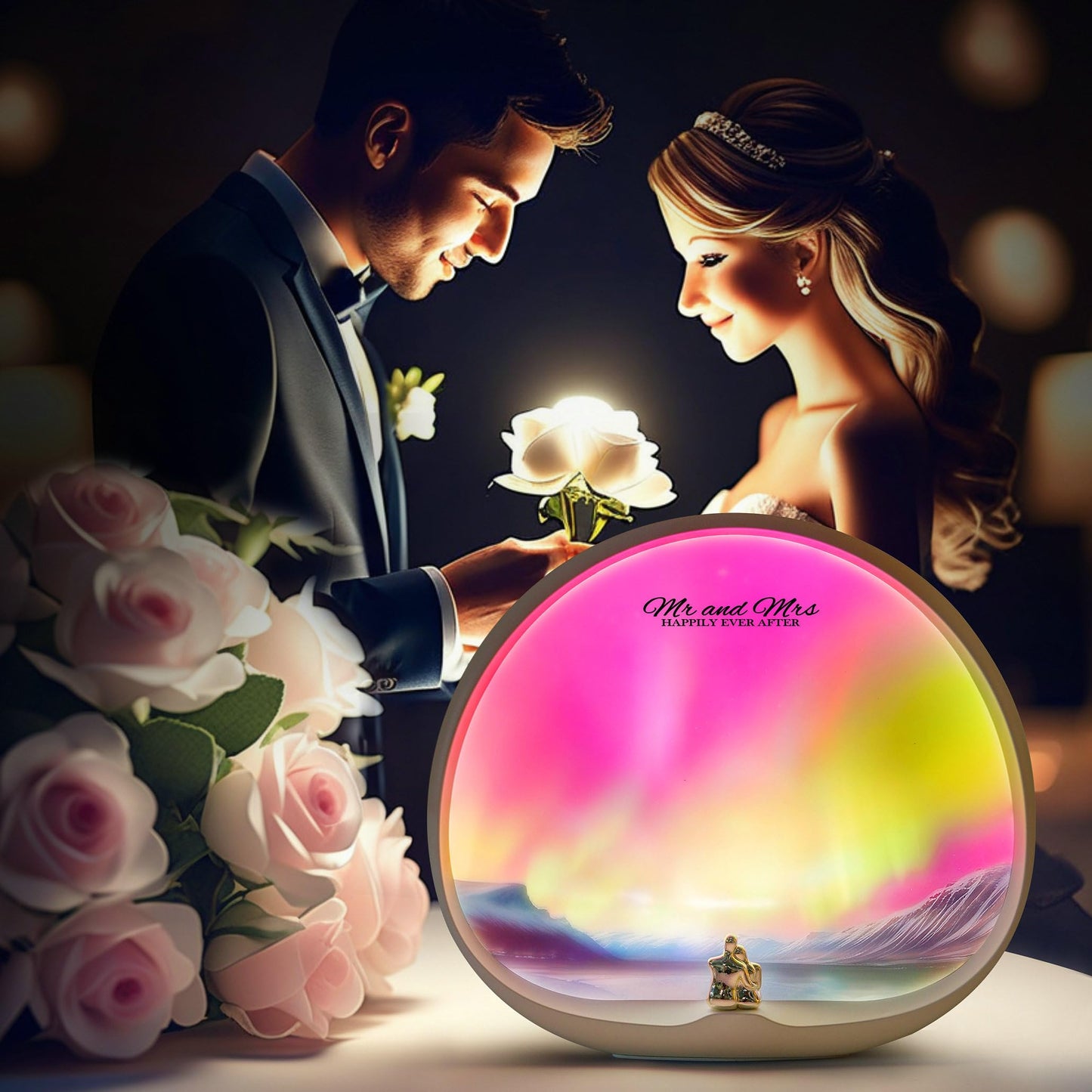 mamre Aurora Light Gift Dimmable Night Lamp for Wedding Anniversary Valentine's Day Birthday Christmas