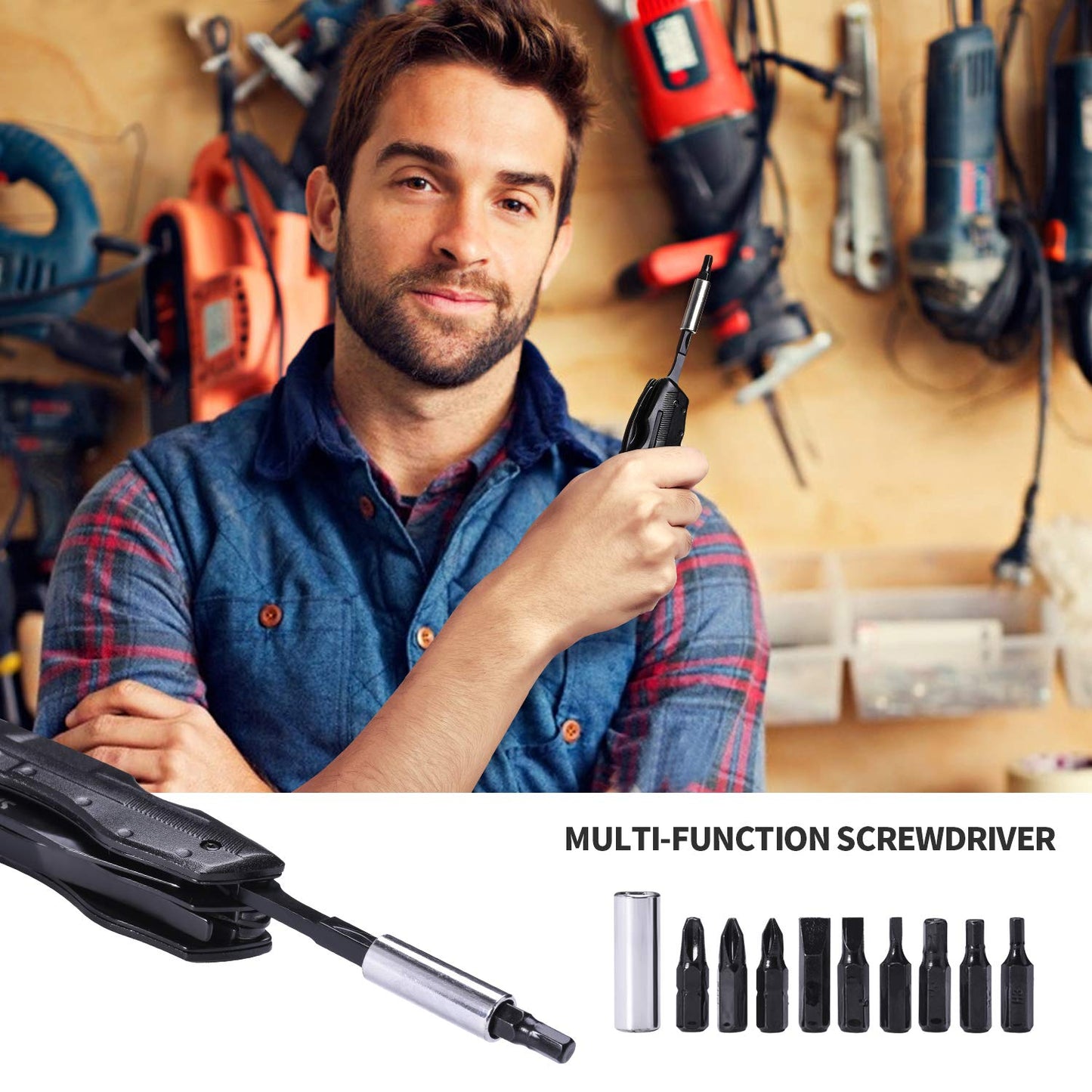 Multitool Pocket Knife for Men, Gifts for Boyfriend, Him, Husband, Dad, Multi Tool Tactical Plier With Nylon Sheath, Stocking Stuffer 'I LOVE YOU'