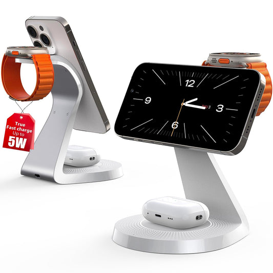 3 in 1 Charging Station for Apple Devices,Mag-Safe Charger Stand Fast Charging,Wireless Charger for iPhone 16/15/14/13/12 Series,& AirPods,& iWatch(USB-C Charger Included)