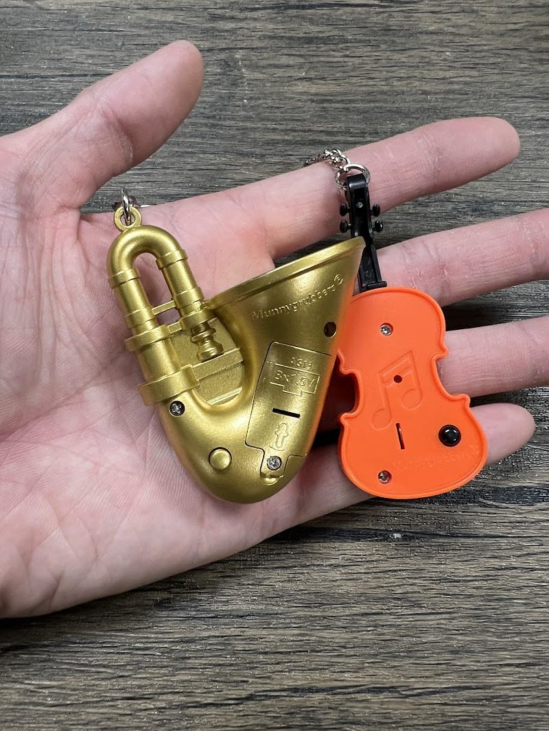 MunnyGrubbers - Original World's Smallest Violin & World's Saddest Trombone Toy Keychain with Playable Sad Sound - Sad Trombone - Mini Tiny Violin Keychain with Sound - Funny Meme - (WSV-V1-1P-WT)