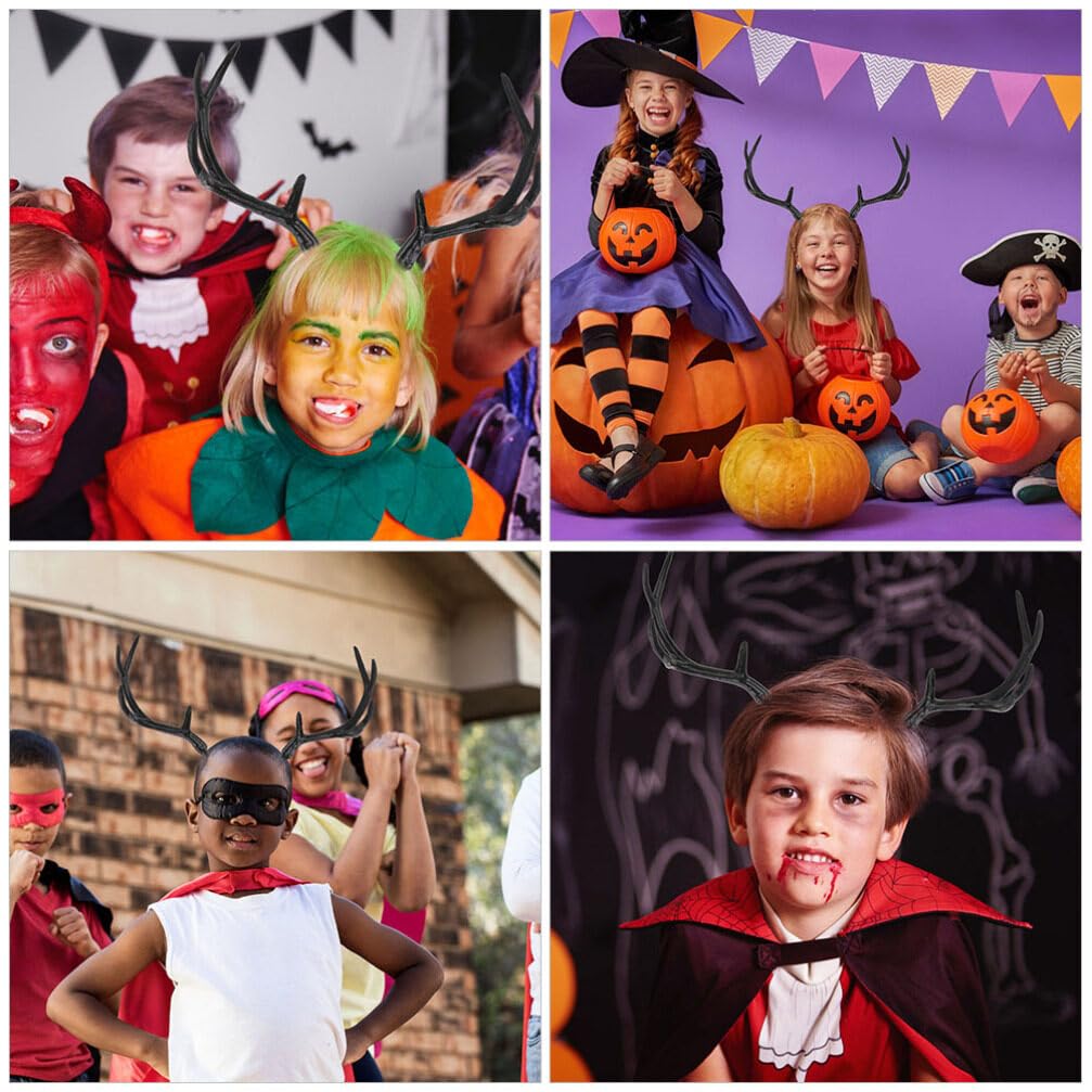 Unomor 2 Pairs Artificial Antlers Plastic Deer Antlers, Realistic Reindeer Horn Props for, Halloween, and Diy Costume Parties