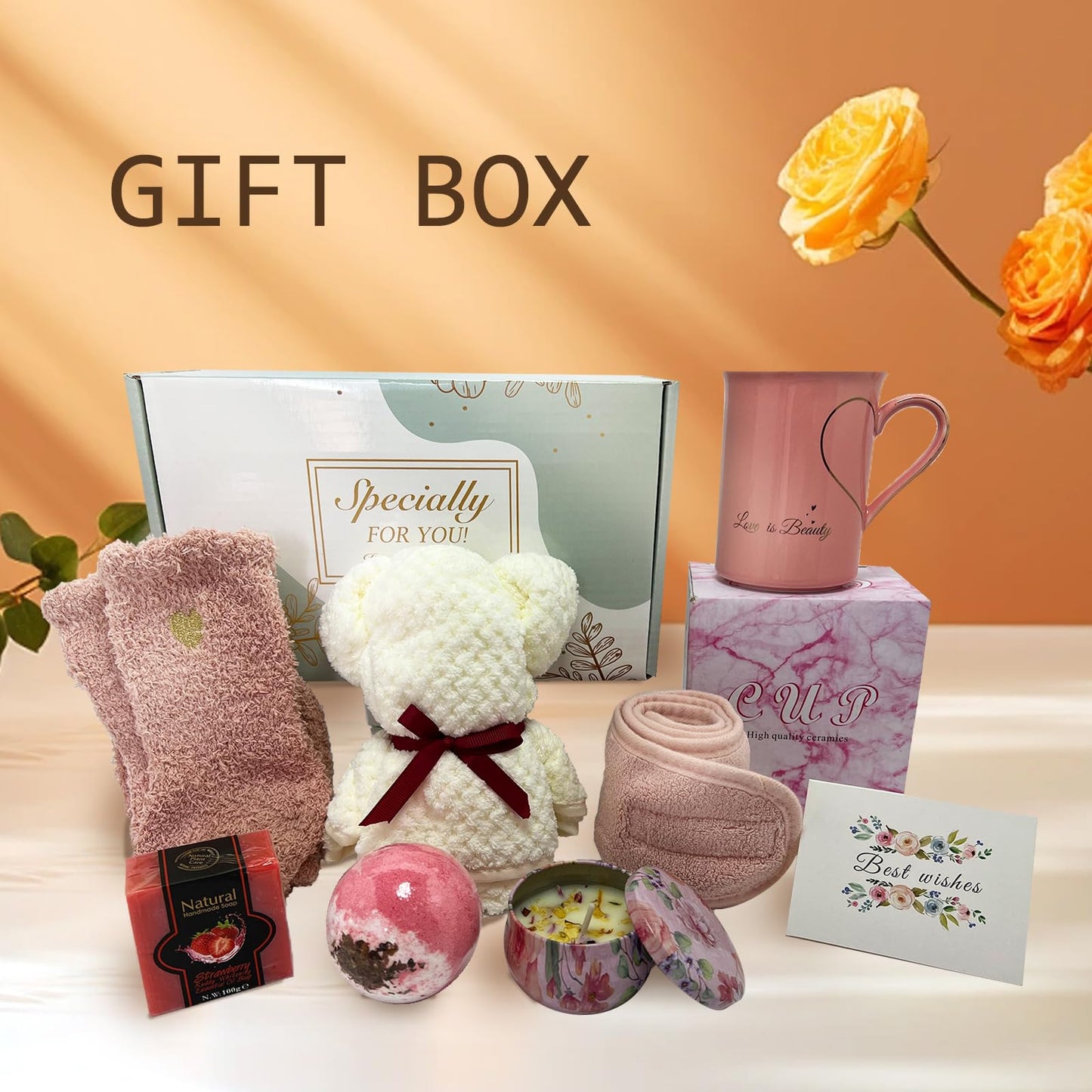 BEECO GIF2U Spa Gift Baskets for Women, Luxury Self Care Relaxation Birthday Gifts for Women, Get Well Soon Gifts for Friend, Scented Bath Gift Box for Christmas,Thanksgiving,Valentine's Day