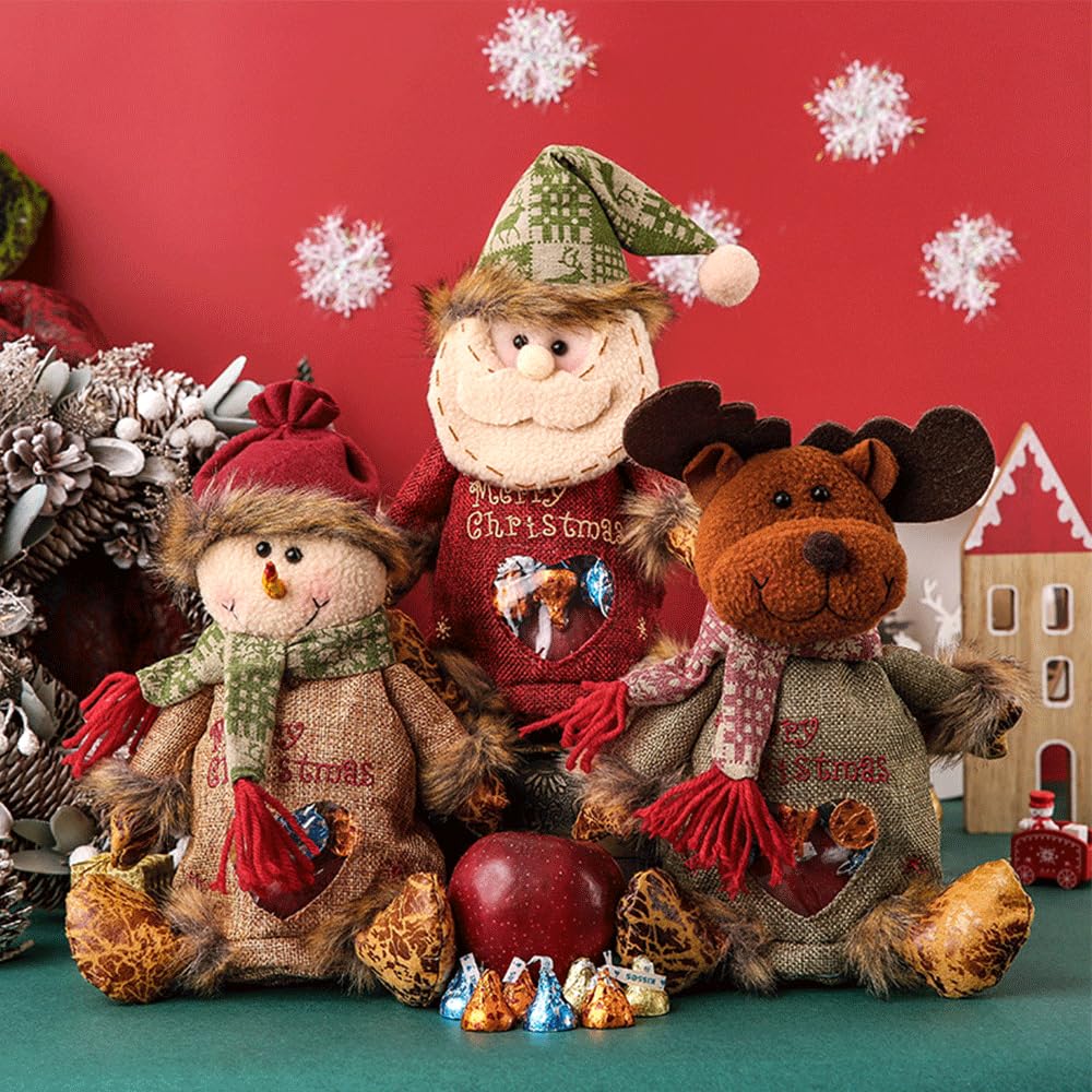 Christmas Doll Gift Bags Zipper Design - Small Fabric Gift Bags (6pcs)