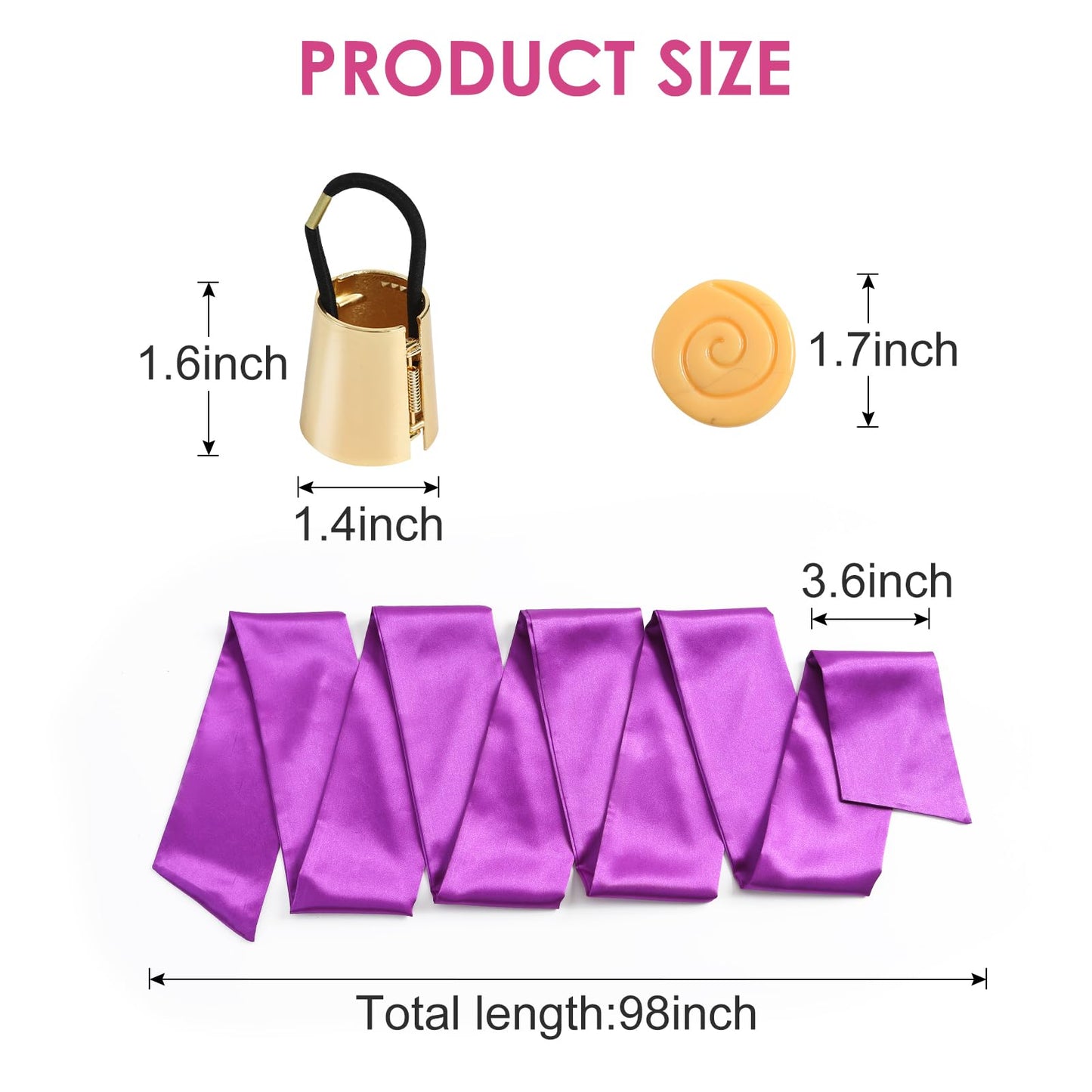 5PCS Princess Costume for Women Purple Sash Belt Ponytail Cuff and Brooches Cosplay Party Accessories for Megara