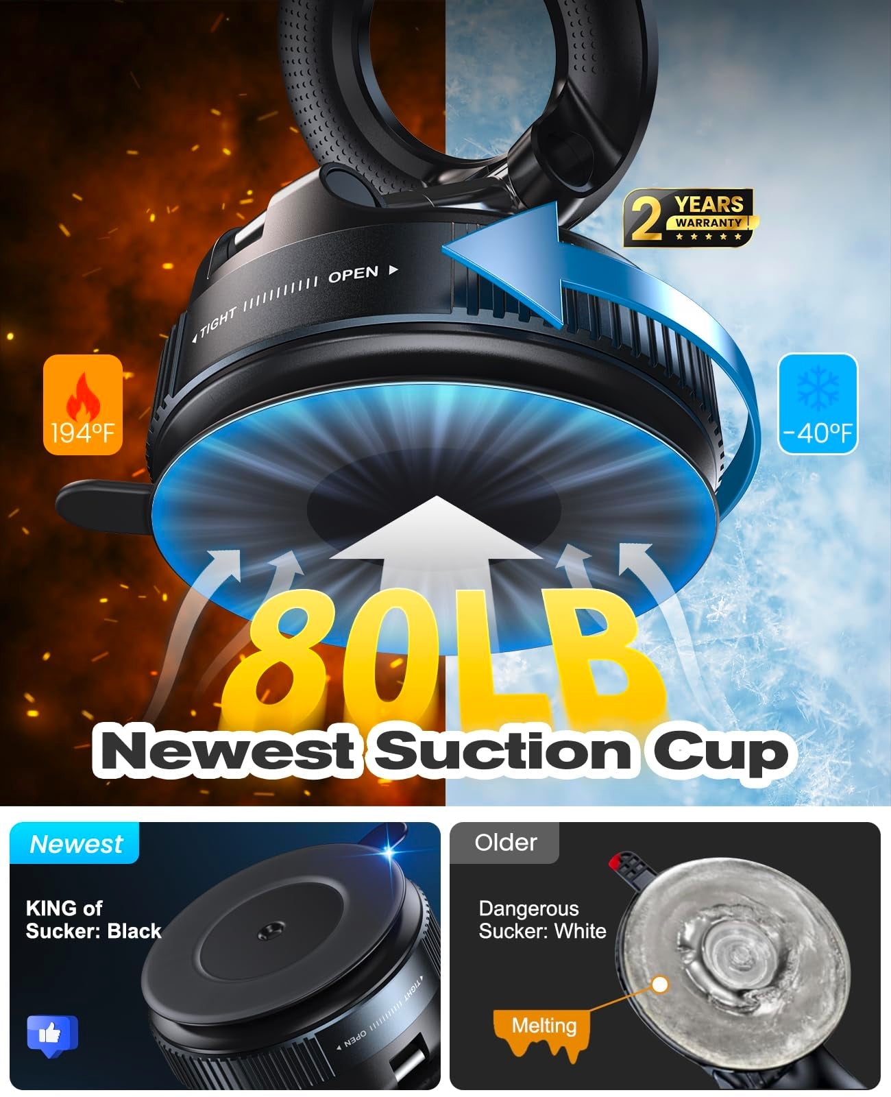 Jononser Magnetic Suction Cup Phone Mount for Magsafe, 360° Adjustable Magnetic Car Phone Holder, Pocket Size Foldable Car Mount, Cell Phone Holders for Your Car for iPhone 16 Pro Max 15 14 13 12 Plus