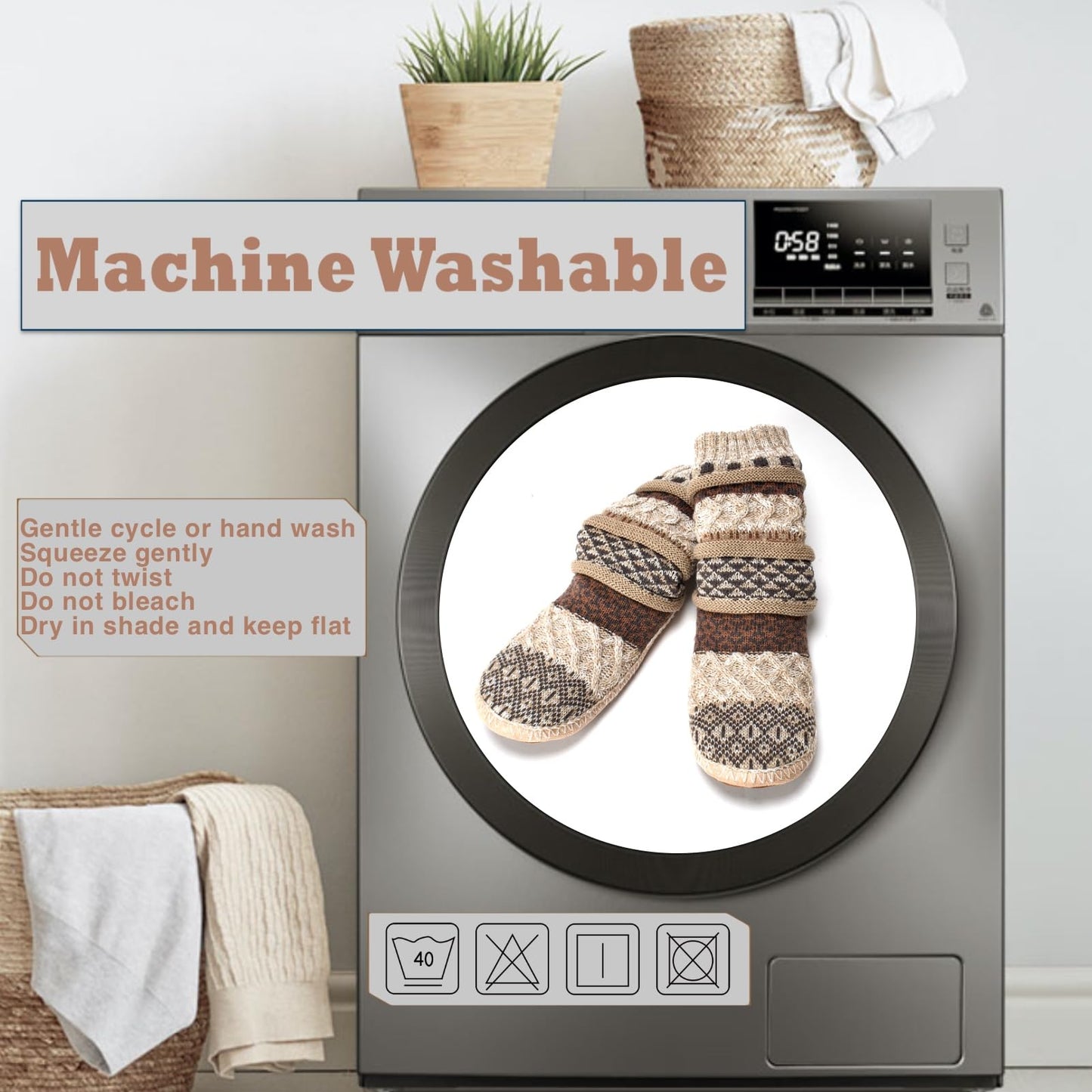 Cozylook Womens Fuzzy Slipper Socks with Grips Winter Warm Cabin Socks Non Slip, Stocking Stuffers for Adults Women Her, Christmas Gifts for Women Wife Mom Grandma Her Girlfriend Cozy Holiday Gifts