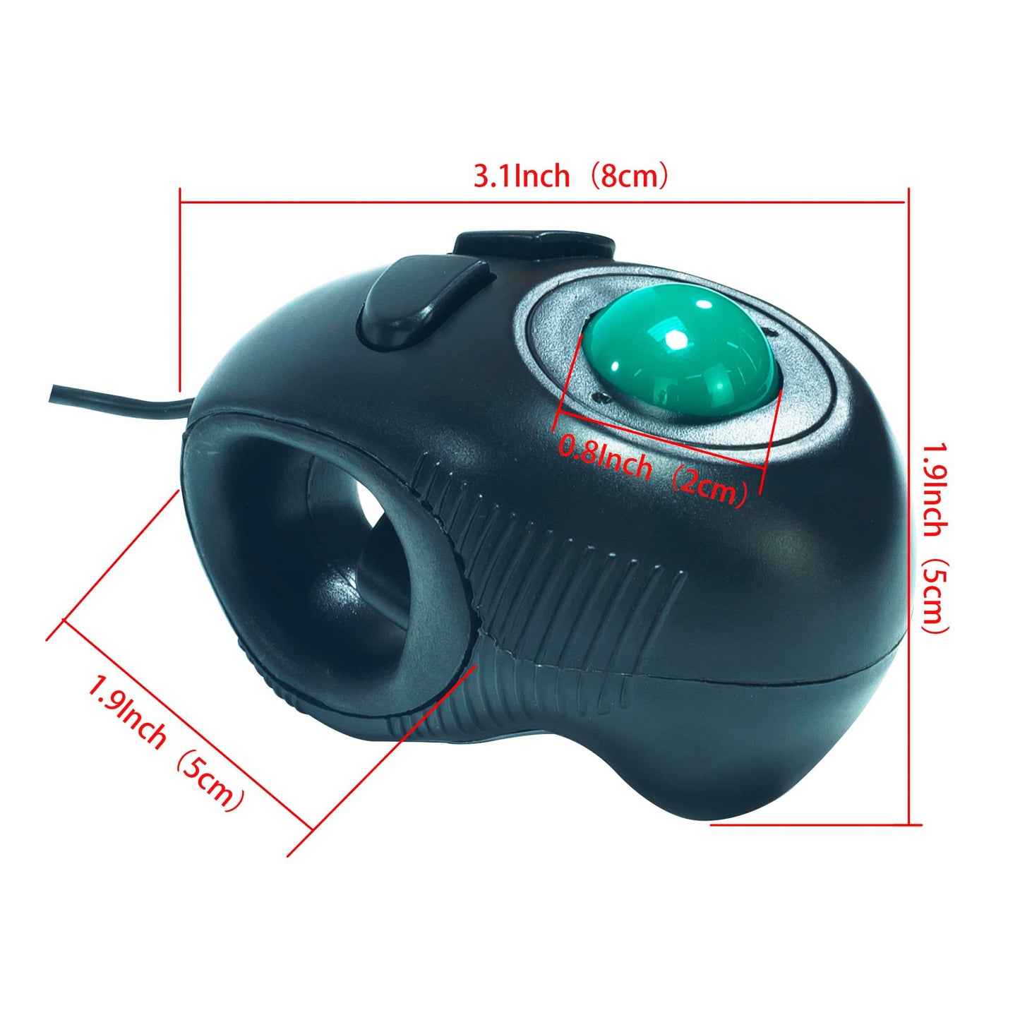 YUMQUA Finger Mouse, Handheld Trackball Mouse Mini 4D USB Hand Held Wired Pointer Thumb Ball Mice with Roller for Laptop Mac Window Computer Fits Left and Right Handed Users