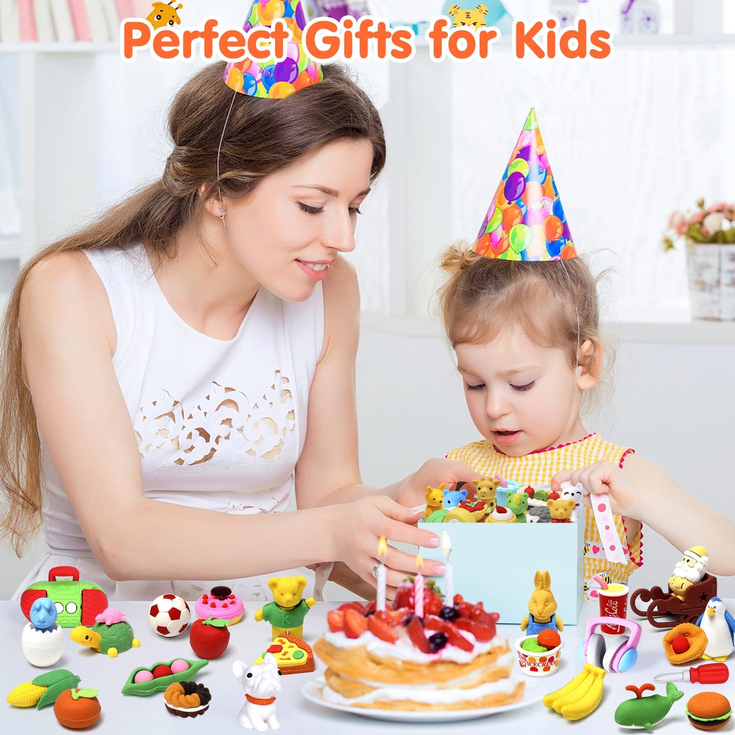 Moosia 120 Pack Animal Pencil Erasers for Kids, 3D Mini Puzzle Take Apart Erasers, Desk Pets & Treasure Box Toys, Bulk Party Favors, Classroom Prizes, School Supplies, Gift for Boys & Girls