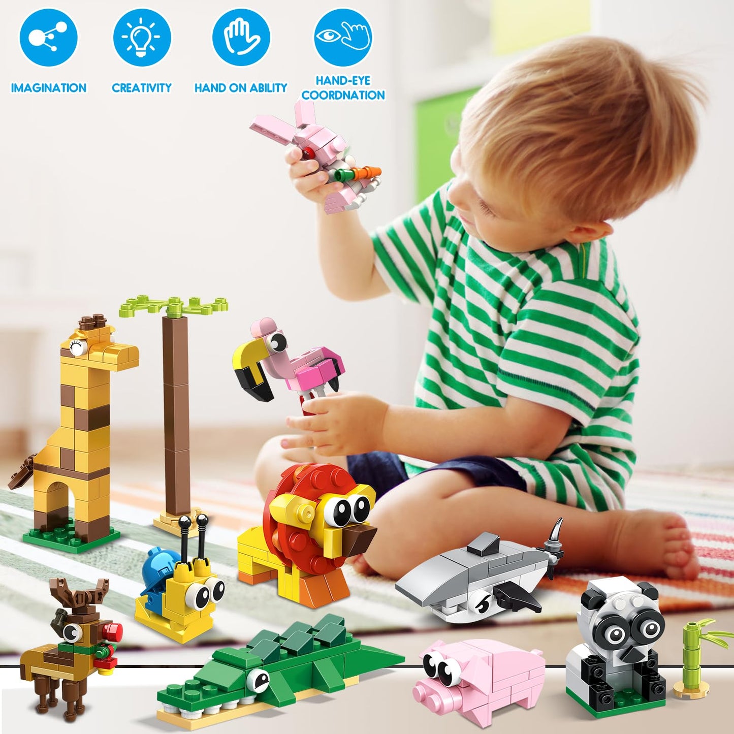 HOGOKIDS Party Favors for Kids - 20 Pack Animals Building Blocks Toy for Easter Gifts Goodie Bags Stocking Stuffer Classroom Prizes Building Set, Valentines Day Birthday Gift for Boys Girls Ages 6-12