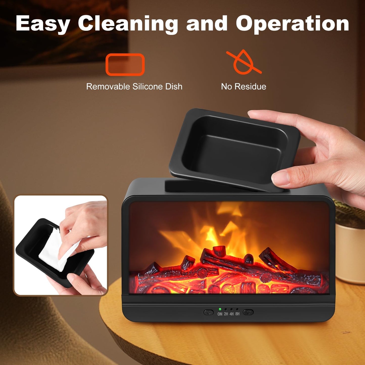 JOYOLO Flame Fireplace Wax Melt Warmer,Scentsy Wax Warmer with Timer, Electric Wax Warmer for Scented Wax with PTC Heating Plate, Wax Burner for Women Gifts & Home Decor(Black)