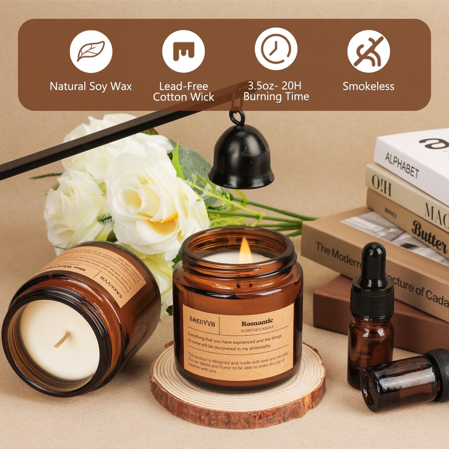 12 Pack Candles for Home Scented,Scented Candles Gift Set for Women,Natural Soy Wax Amber Jar Candle Set for Men,Aromatherapy Candle for Birthday,Mother's Day,Father's Day,Anniversary