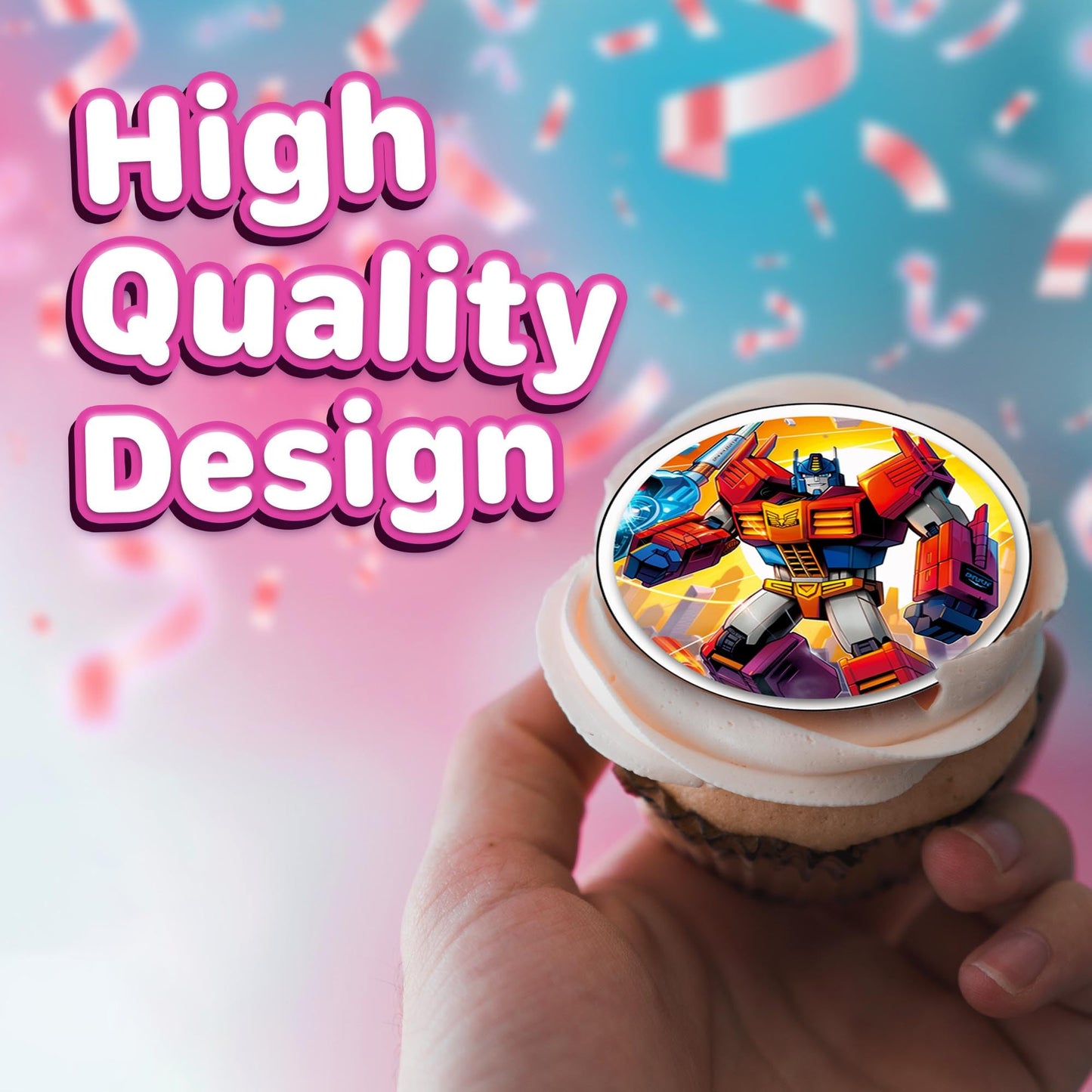 30 x Edible Cupcake Toppers – Robot Hero Adventure Themed Collection of Edible Cake Decorations | Uncut Edible on Wafer Sheet